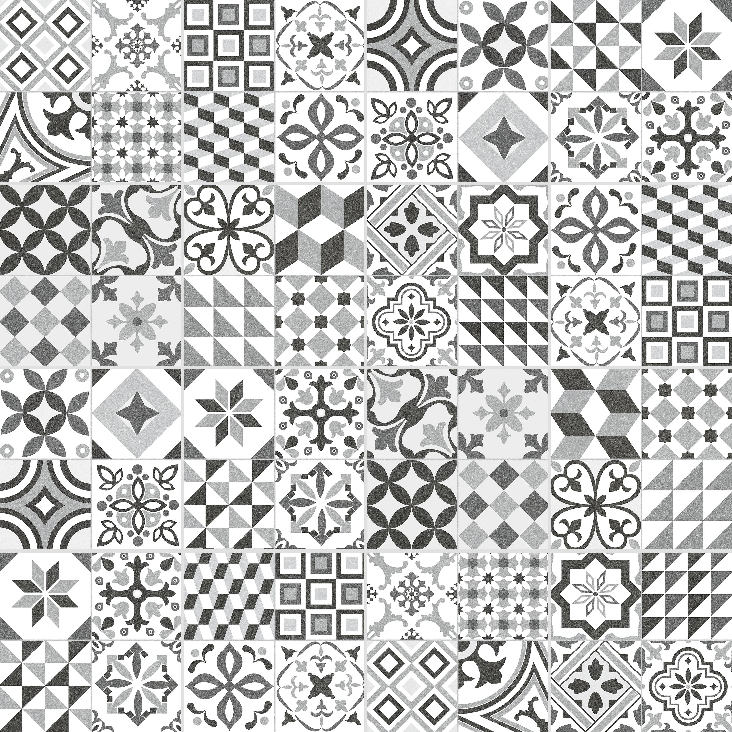 Carrelage sol/mur intérieur effet papier peint gris Bando l.45 x L.45 cm - 7