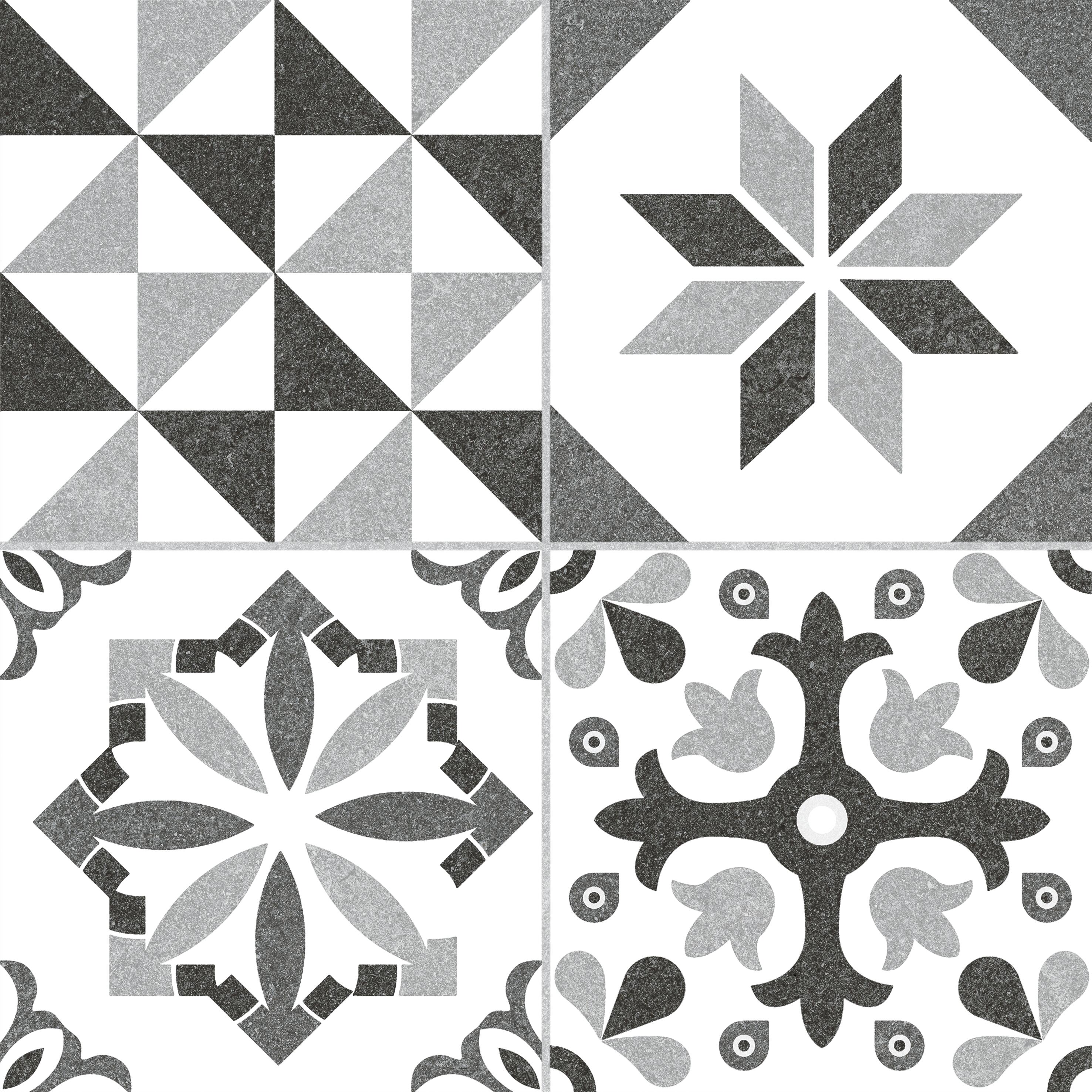 Carrelage sol/mur intérieur effet papier peint gris Bando l.45 x L.45 cm - 3