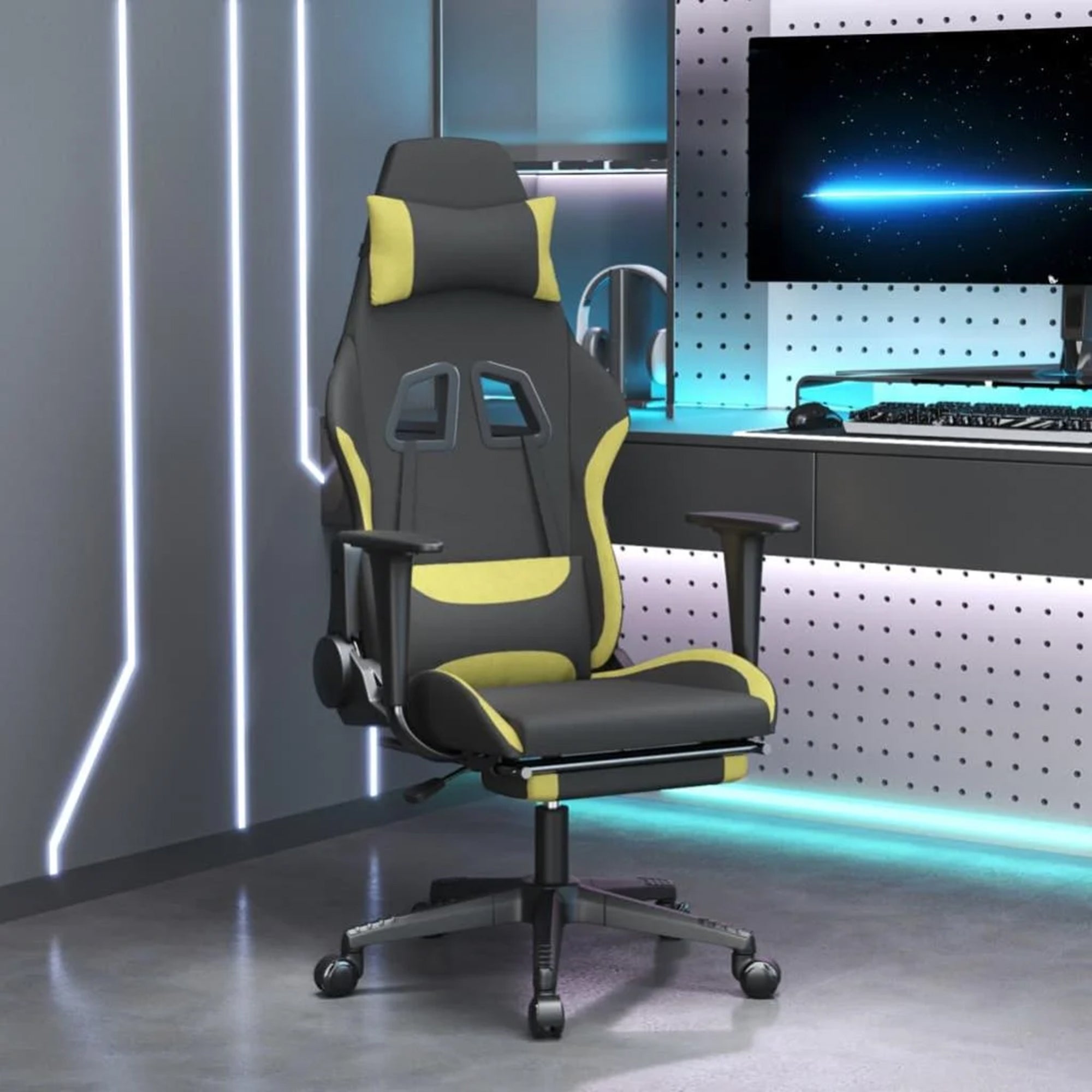 Silla gaming ergonómica de cuero sintético, negro y rojo, silla de oficina  giratoria con ruedas, altura e inclinación ajustables