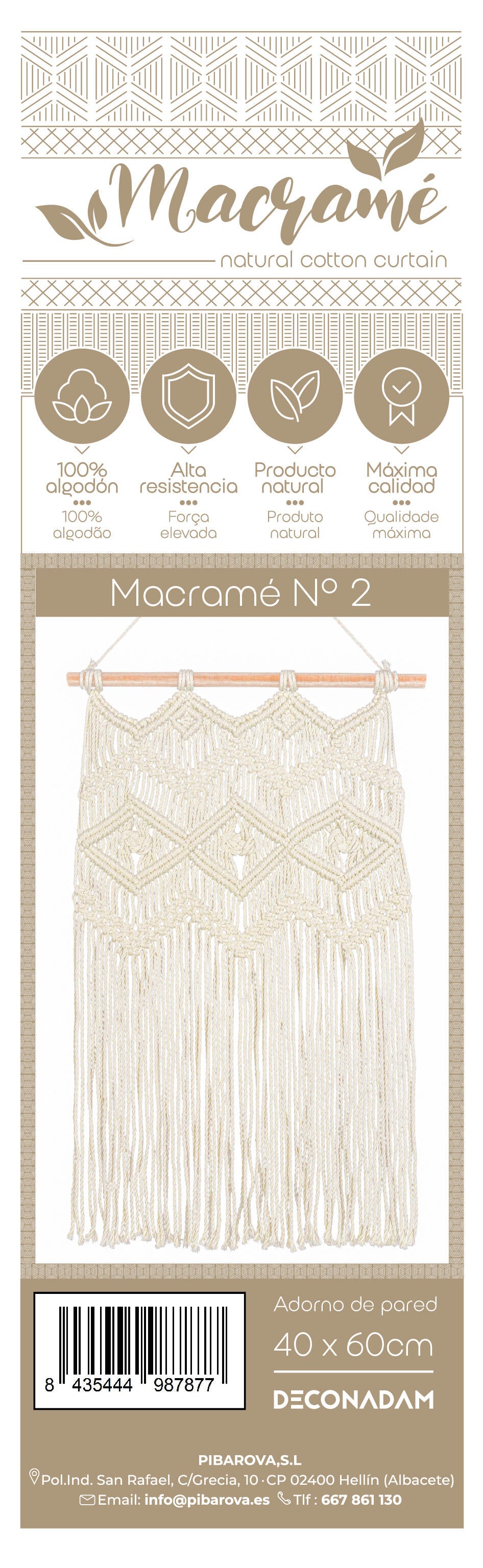 Painel decorativo perede macrame 40 x 60 cm Nº2 - 7