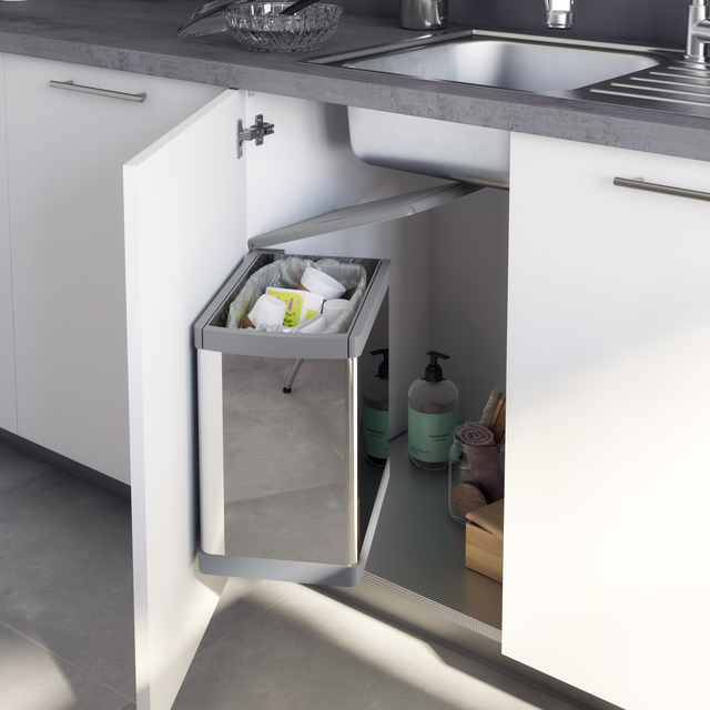 Poubelle intérieur de porte de cuisine 23L DELINIA ID acier gris
