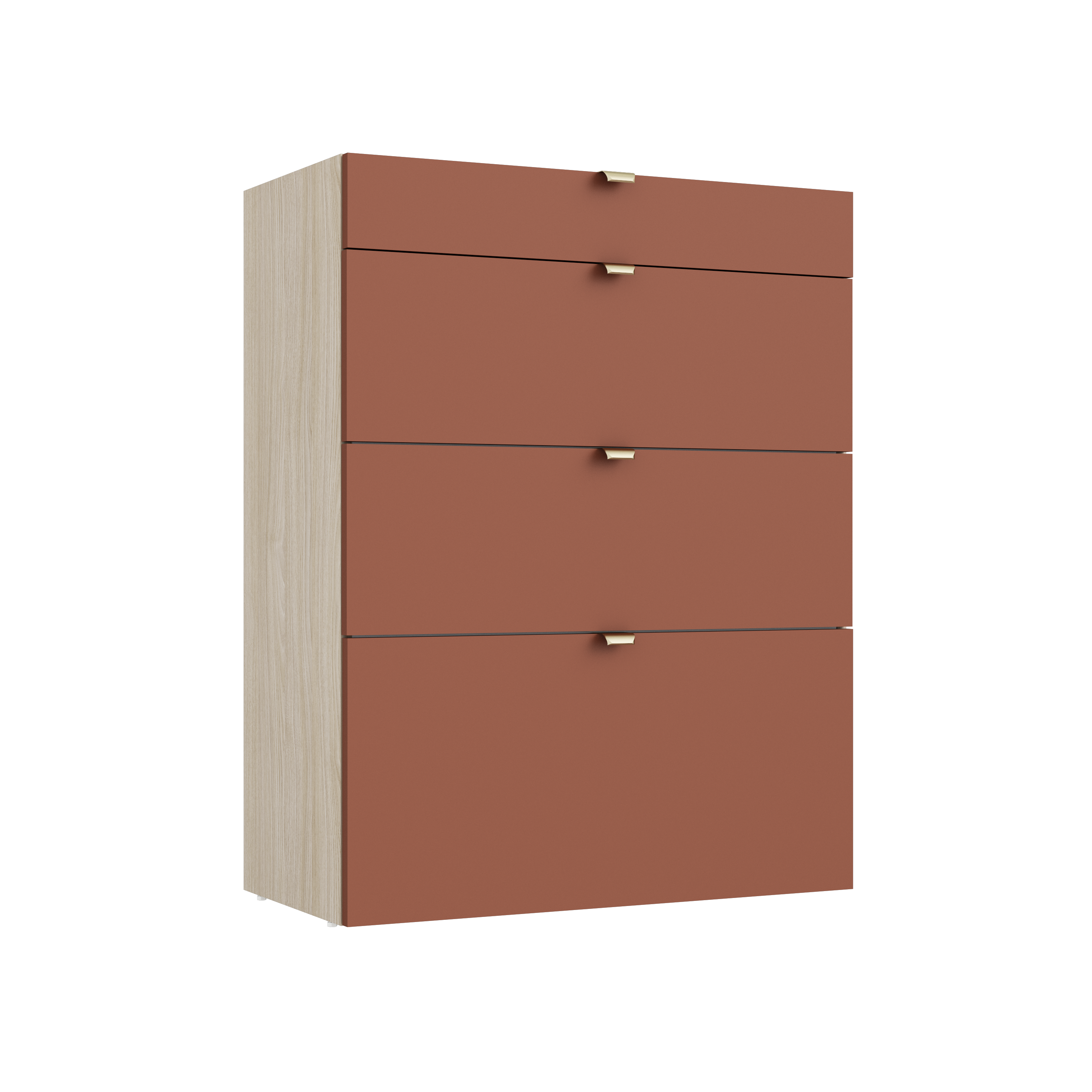 Commode SPACEO Evo'M, façade terracotta / caisson chêne H.102.4 x l.80 ...