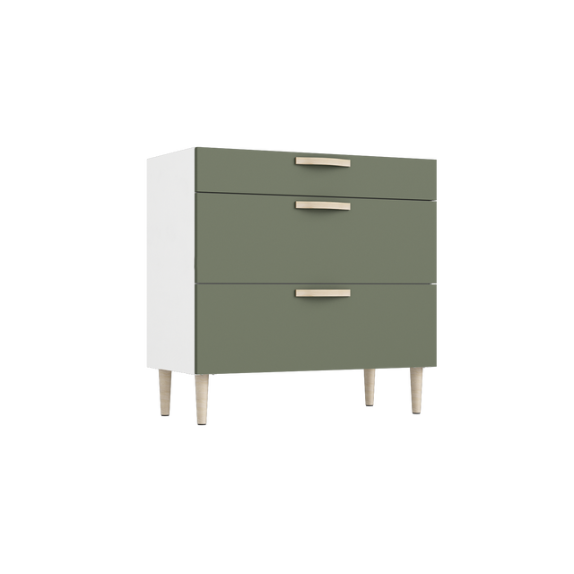 Commode SPACEO Evo'M, façade vert blanc H.78.8 x l.80 x P.38 cm