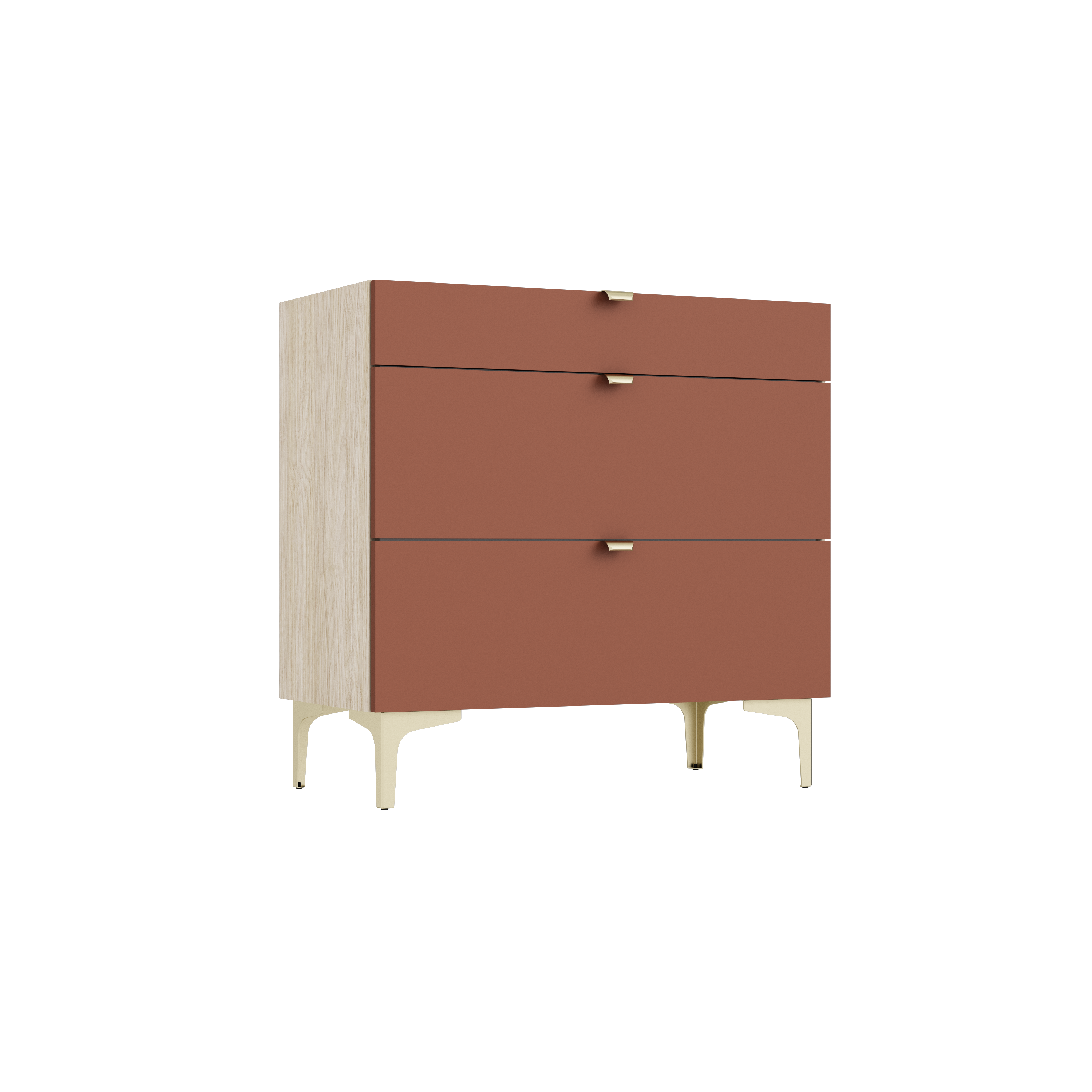 Commode SPACEO Evo'M, façade terracotta / caisson chêne H.78.8 x l.80 x ...