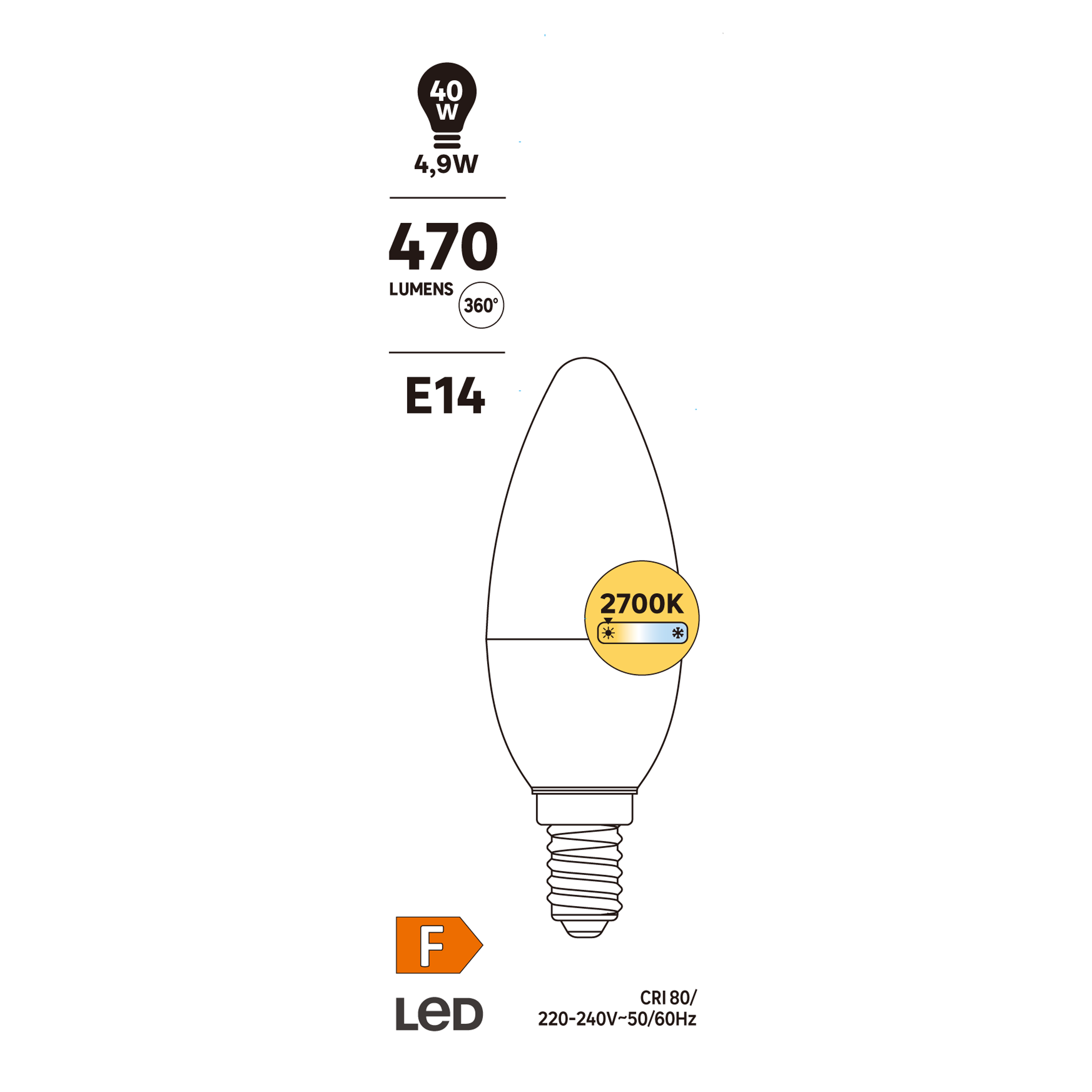 Żarówka LED E14 4,9 W 470 lm Ciepła biel - 5