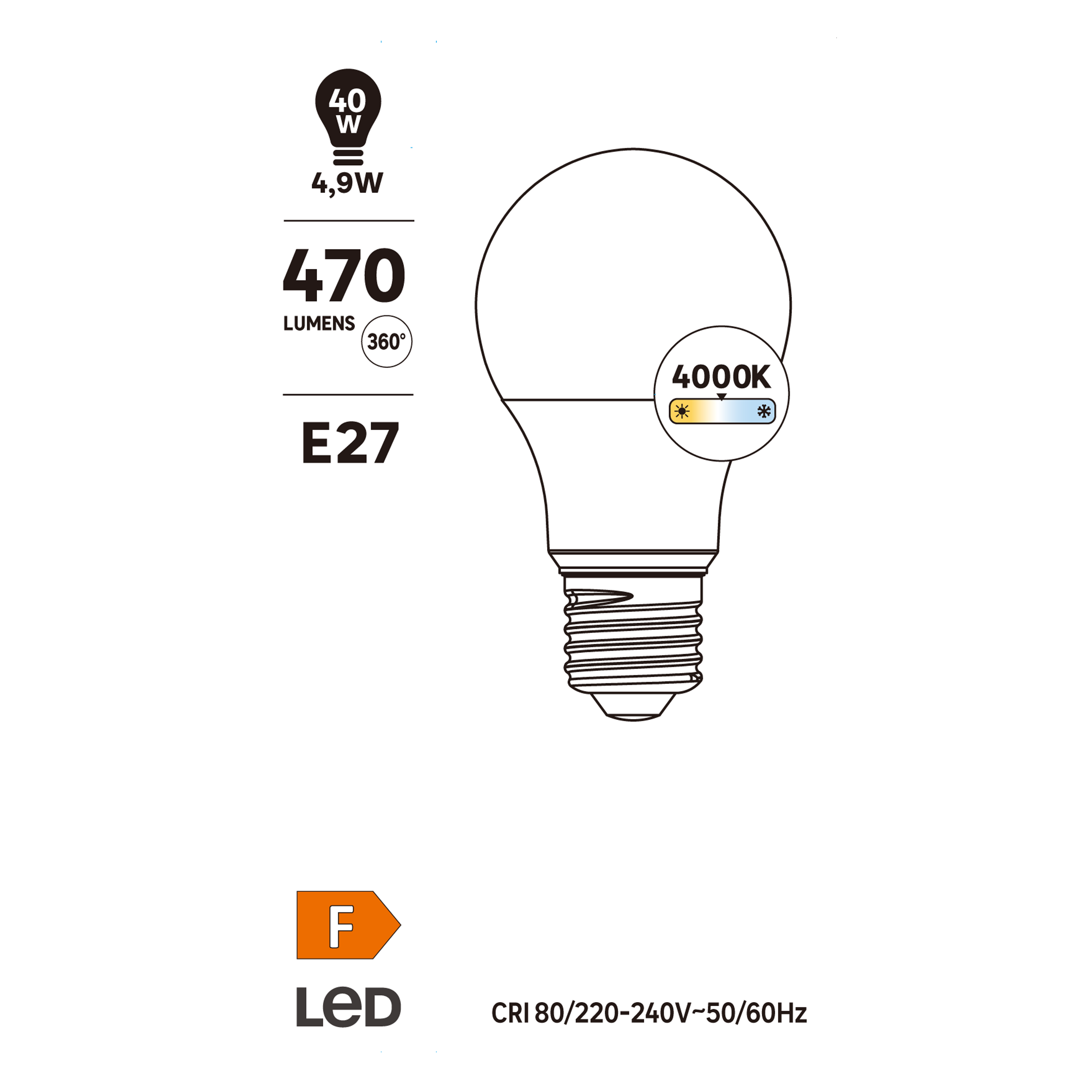 Żarówka LED E27 4,9 W 470 lm Neutralna biel - 5