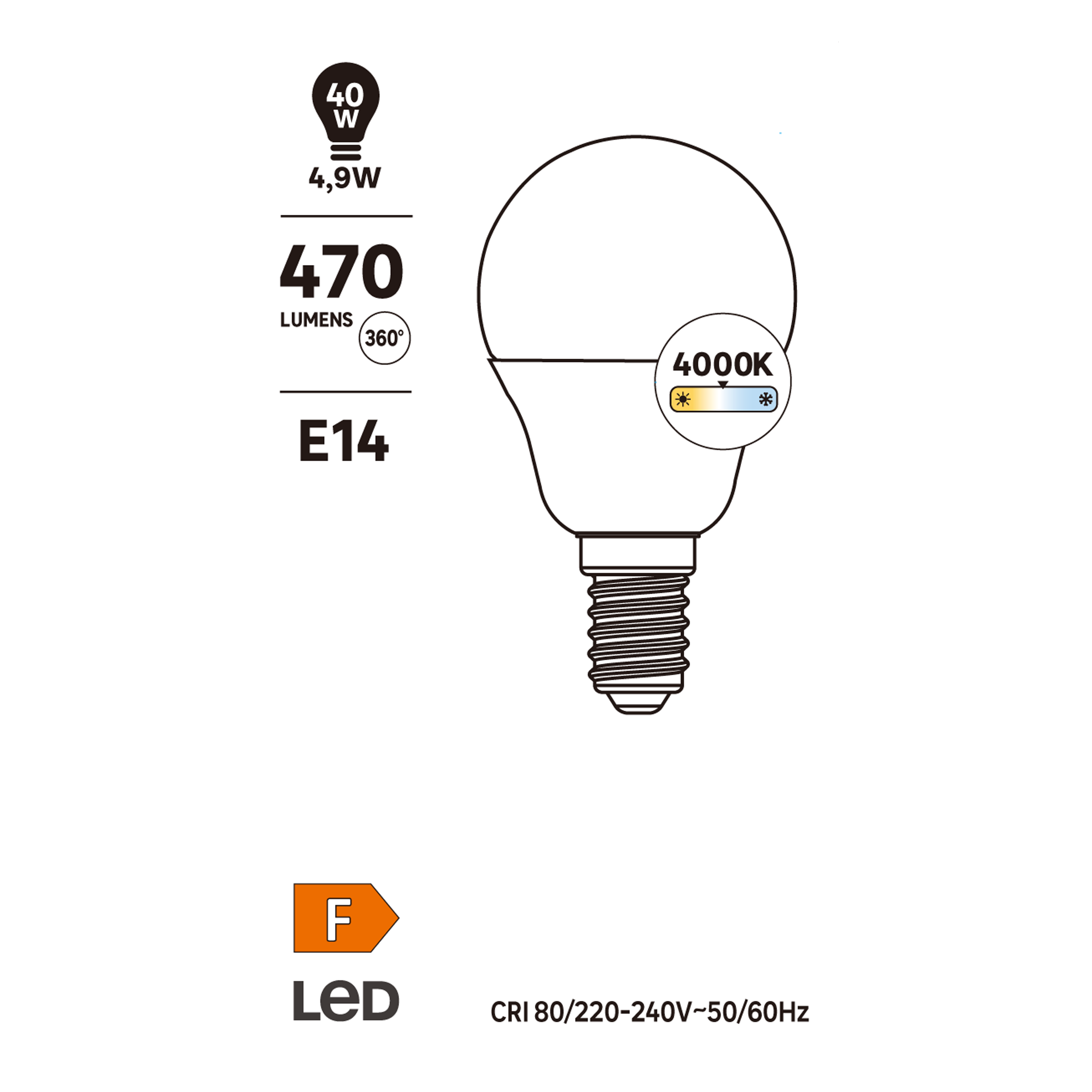 Żarówka LED E14 4,9 W 470 lm Neutralna biel - 5