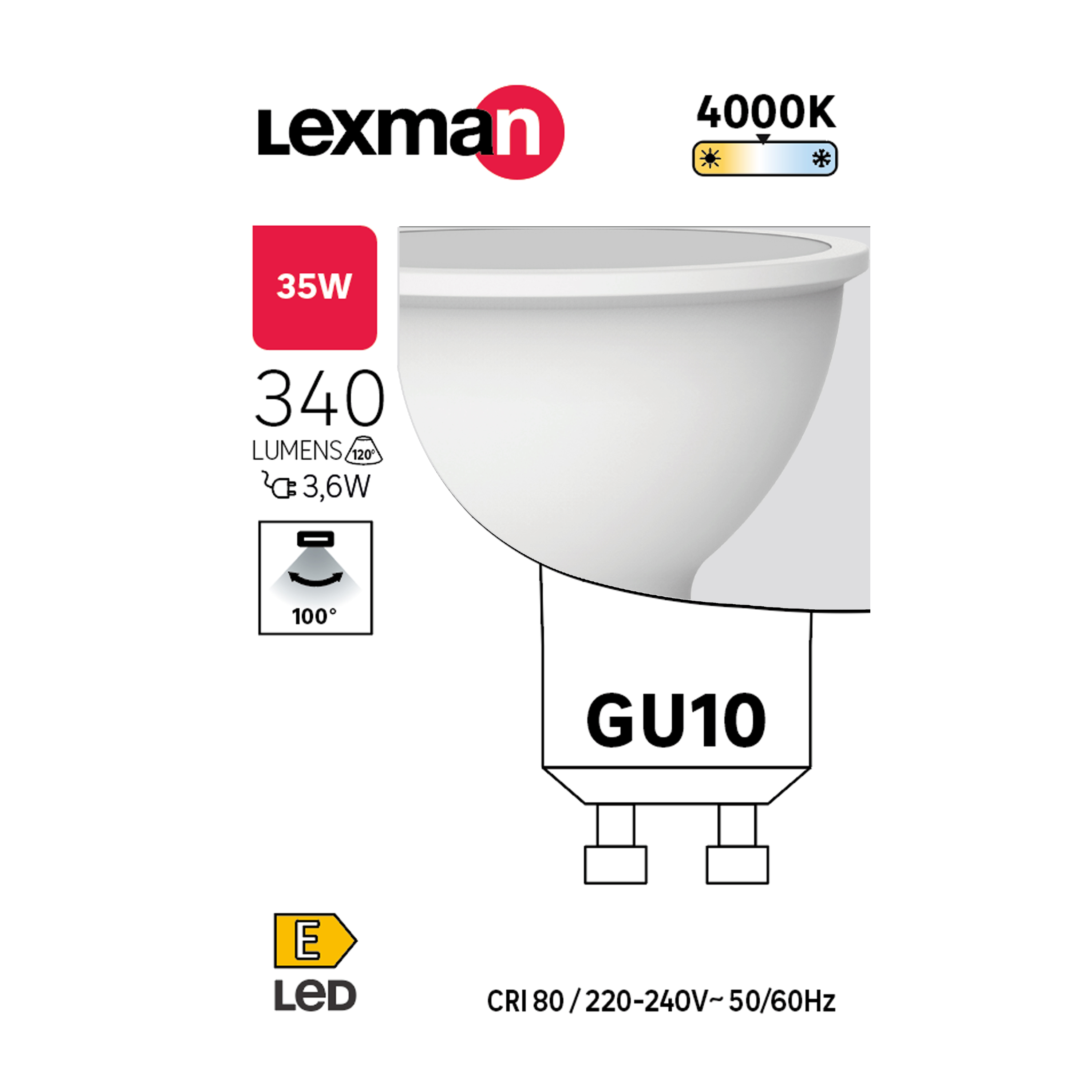Żarówka LED GU10 3,6 W = 35 W 340 lm Neutralna biel Lexman - 9