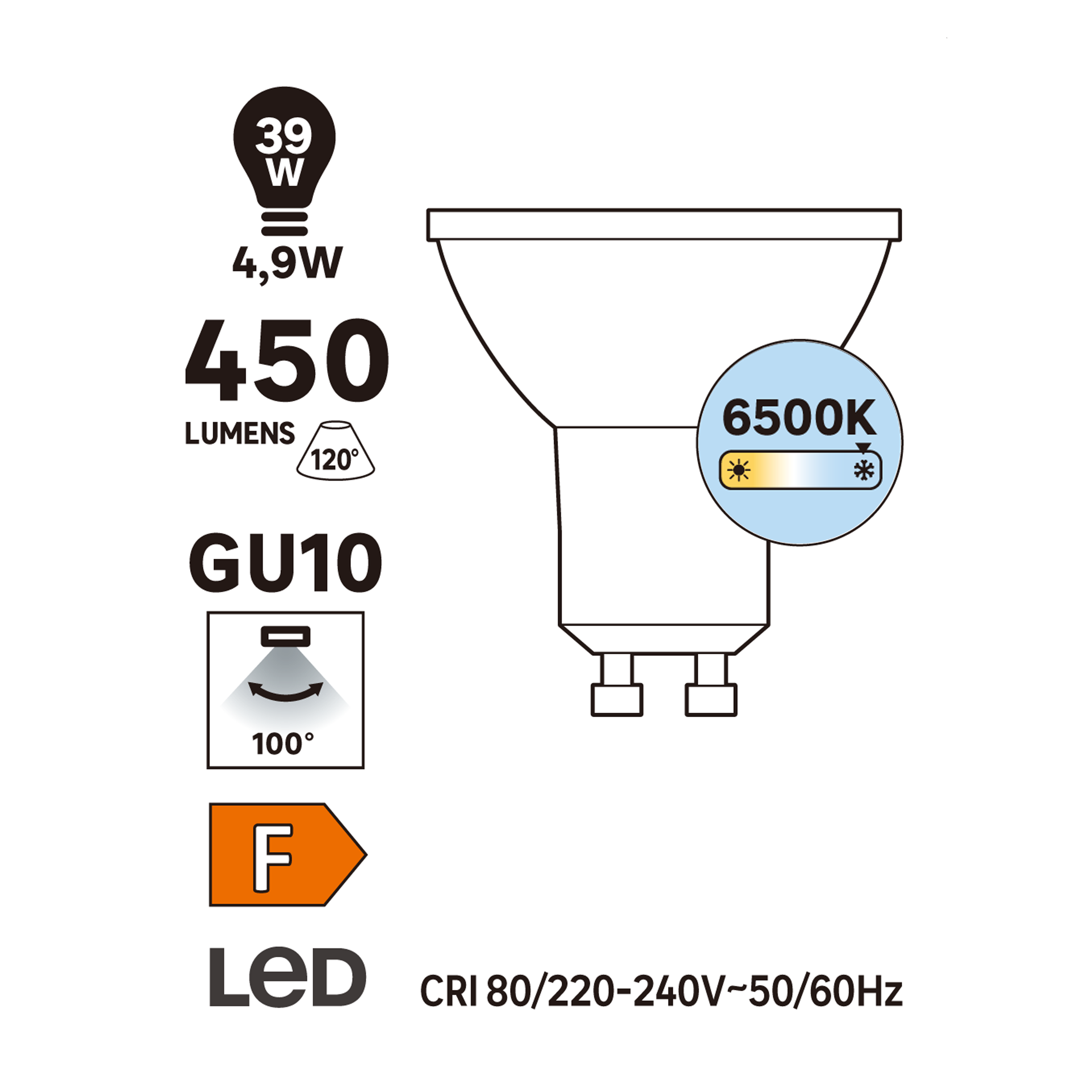Żarówka LED GU10 4,9 W 450 lm Zimna biel - 7