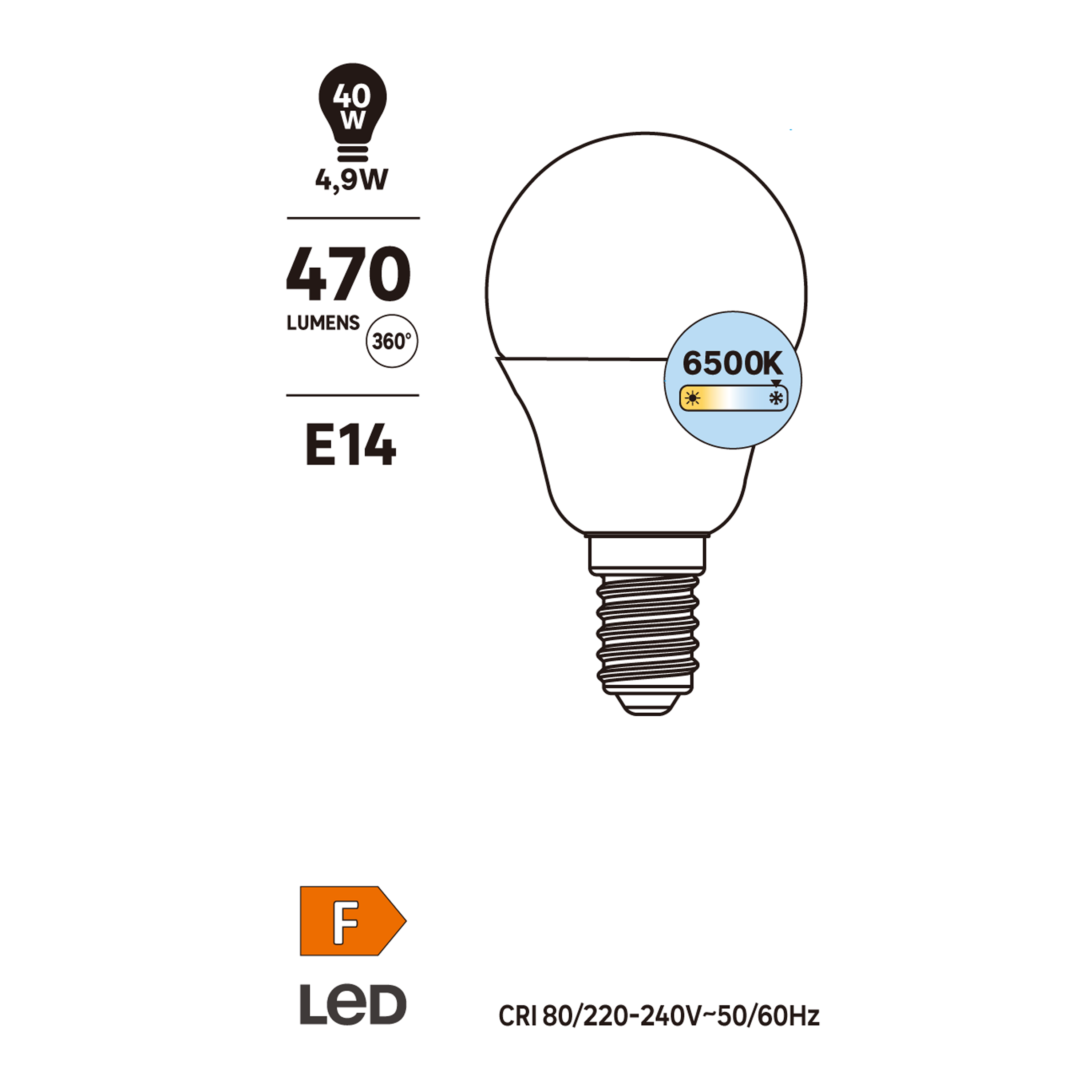 Żarówka LED E14 4,9 W 470 lm Zimna biel - 5