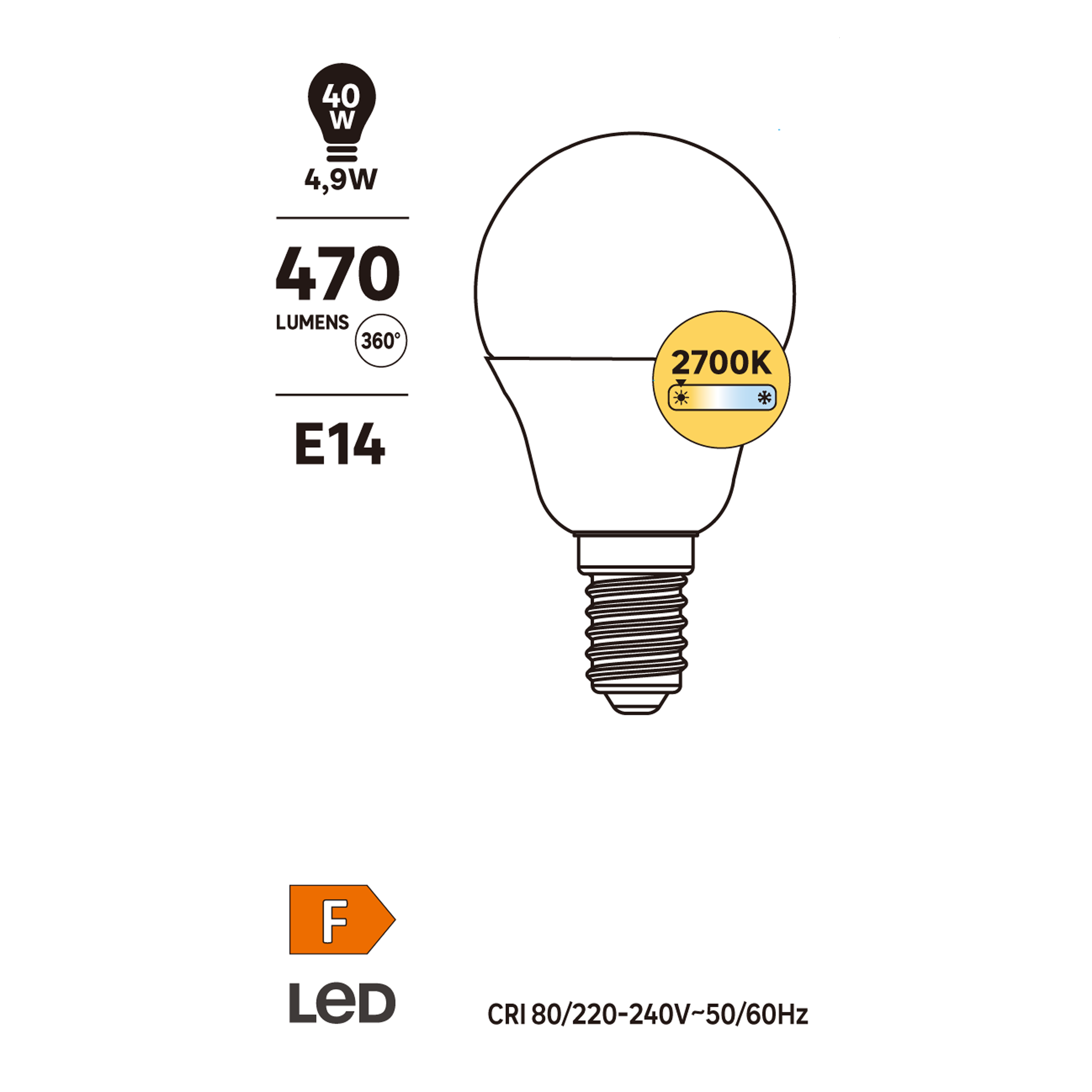 Żarówka LED E14 4,9 W 470 lm Ciepła biel - 5