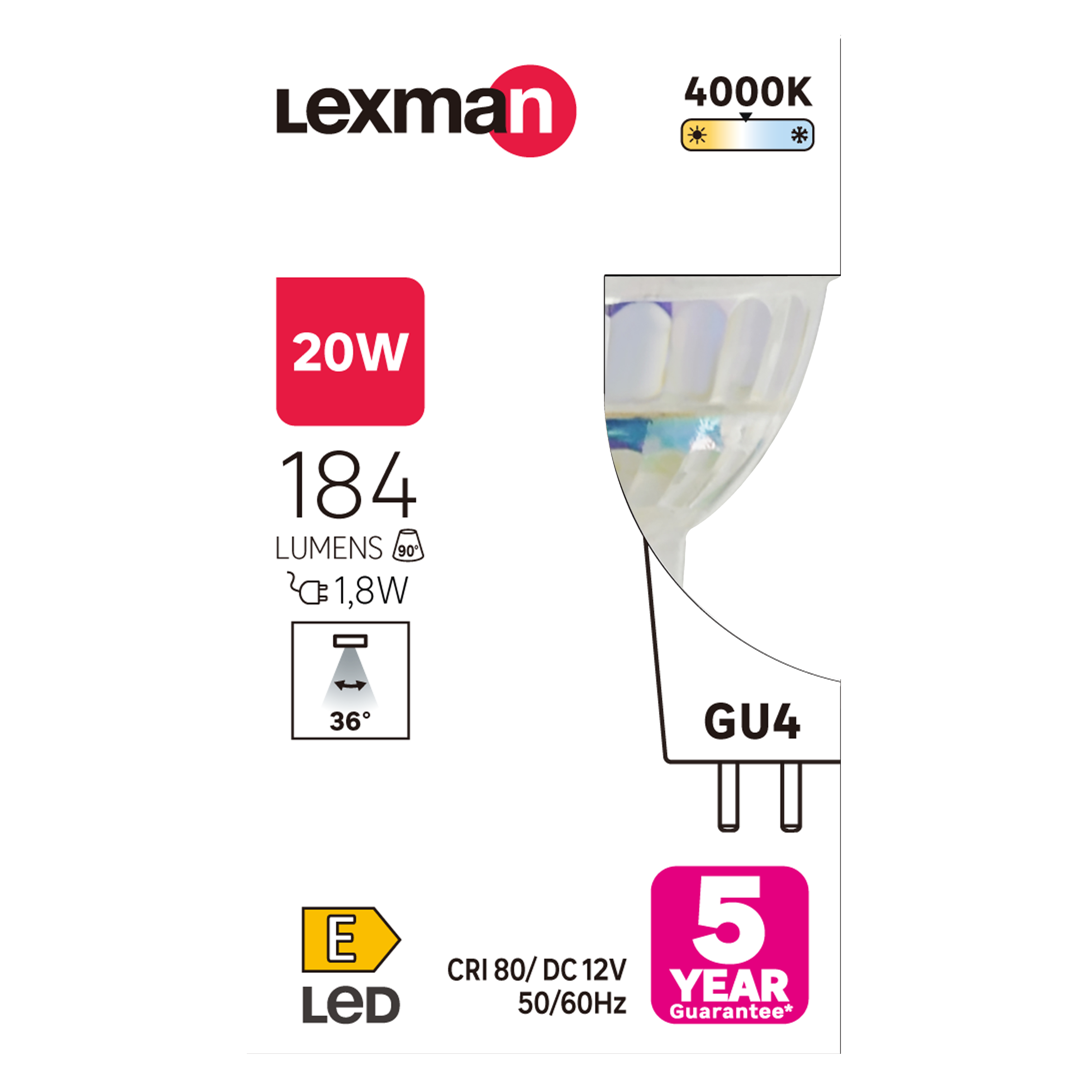 Żarówka LED GU4 1,8 W 184 lm Neutralna biel Lexman - 5