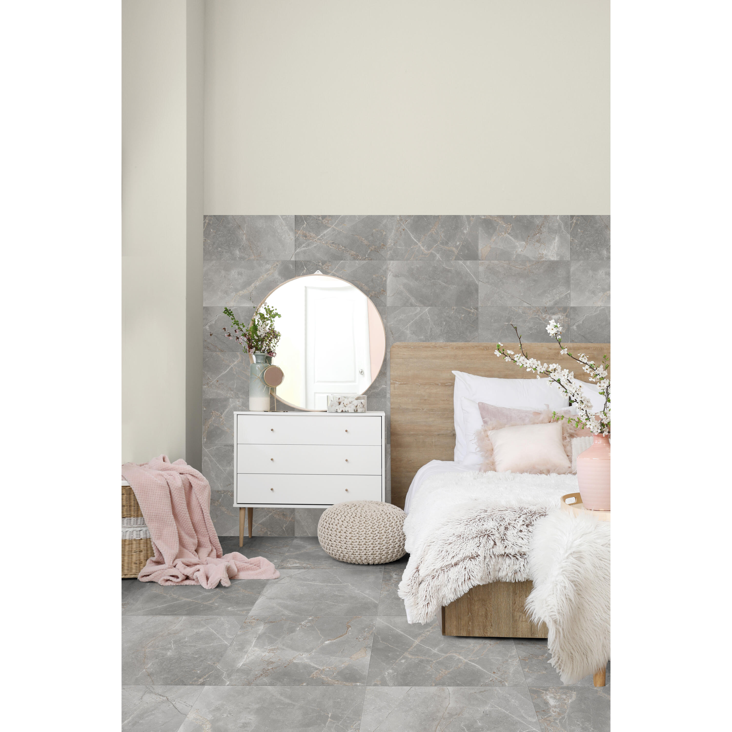 Carrelage sol intérieur effet marbre gris Iberis l.30 x L.60 cm - 6