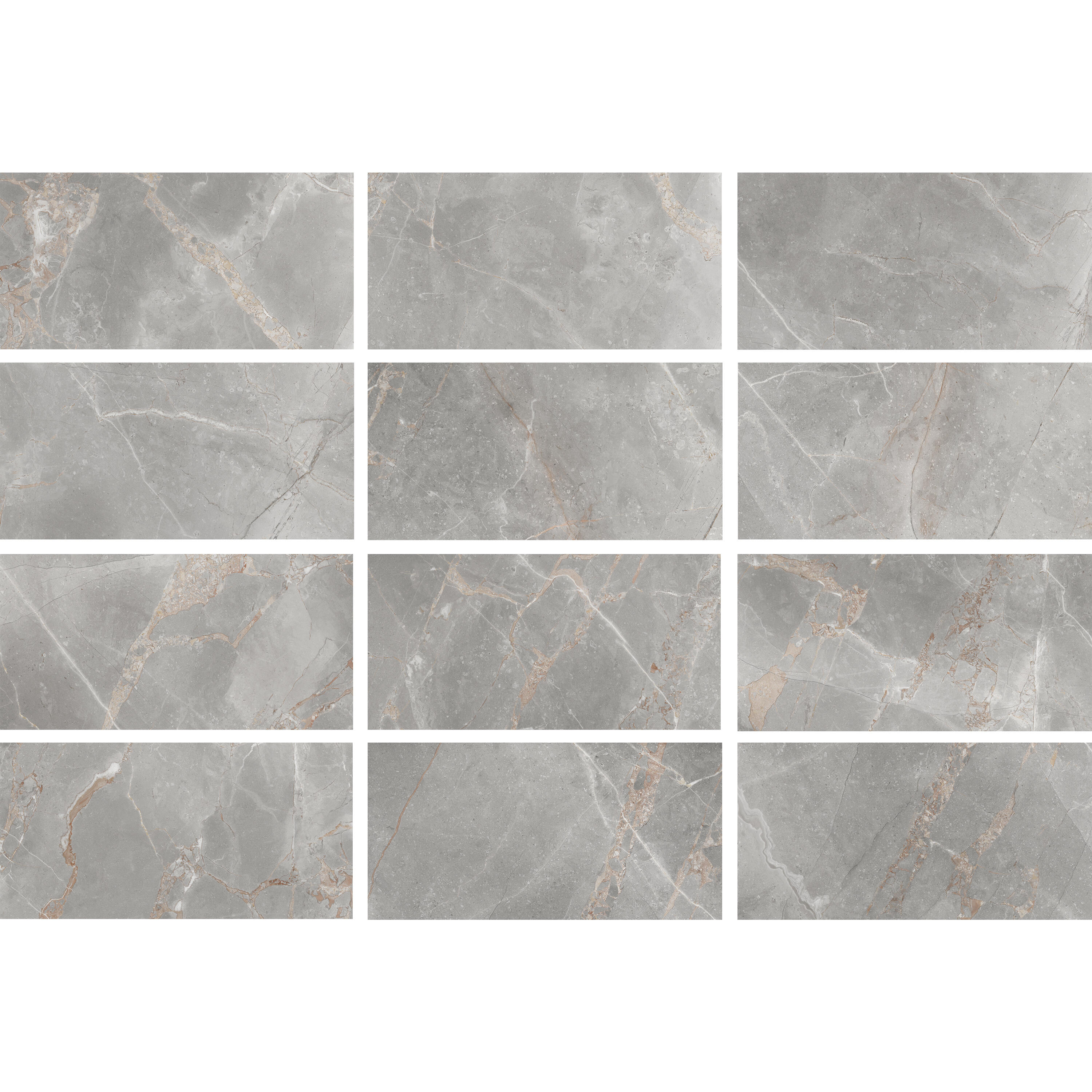 Carrelage sol intérieur effet marbre gris Iberis l.30 x L.60 cm - 10