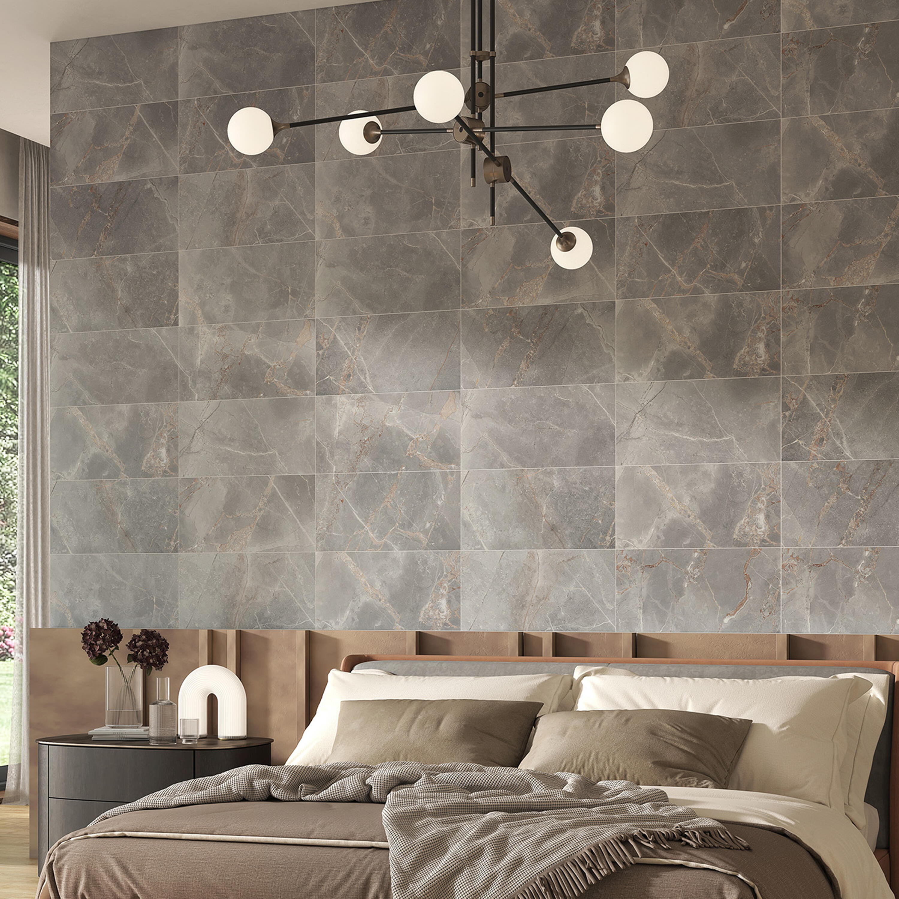 Carrelage sol intérieur effet marbre gris Iberis l.30 x L.60 cm - 3