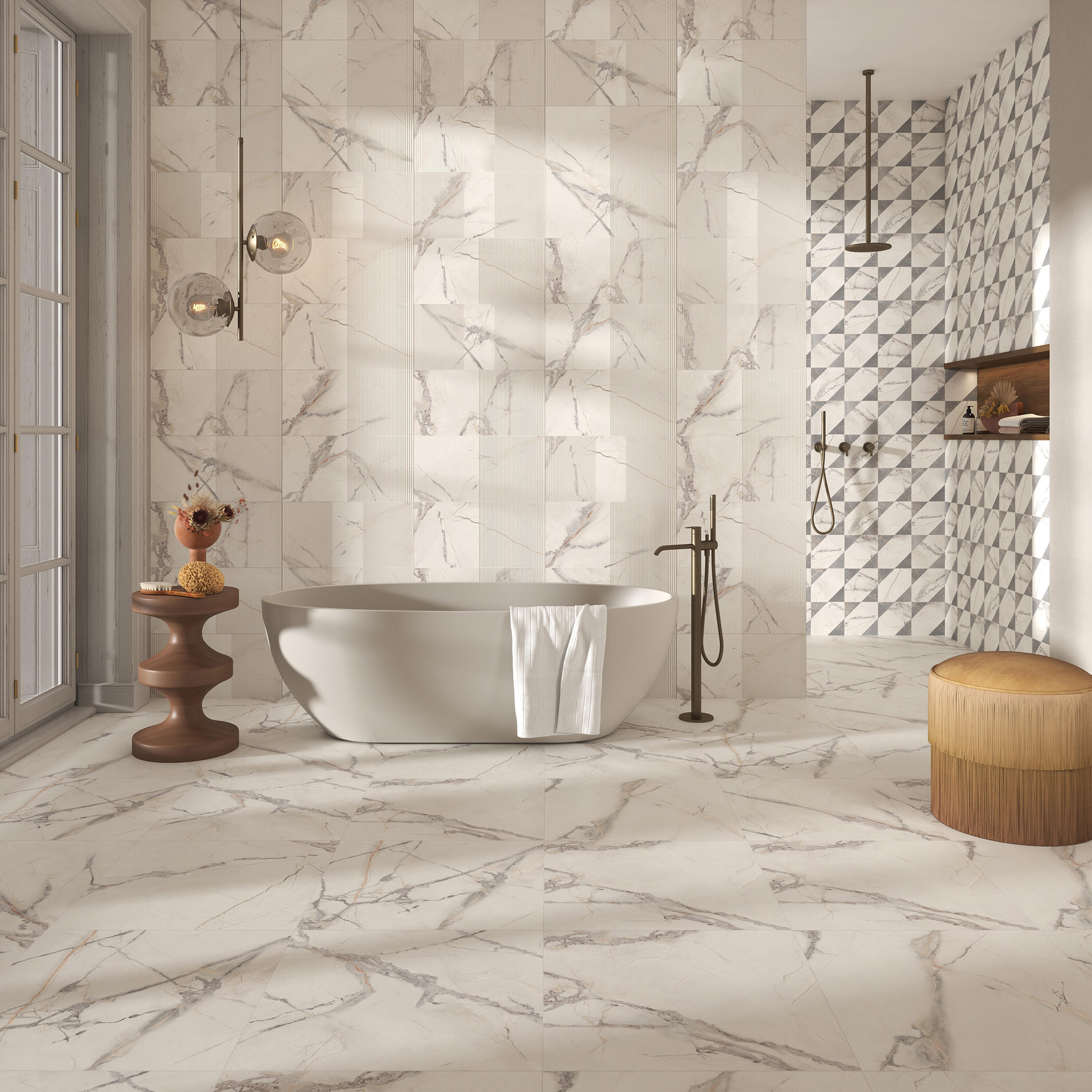 Carrelage sol effet marbre multicouleur Iberis l.20 x L.20 cm - 2