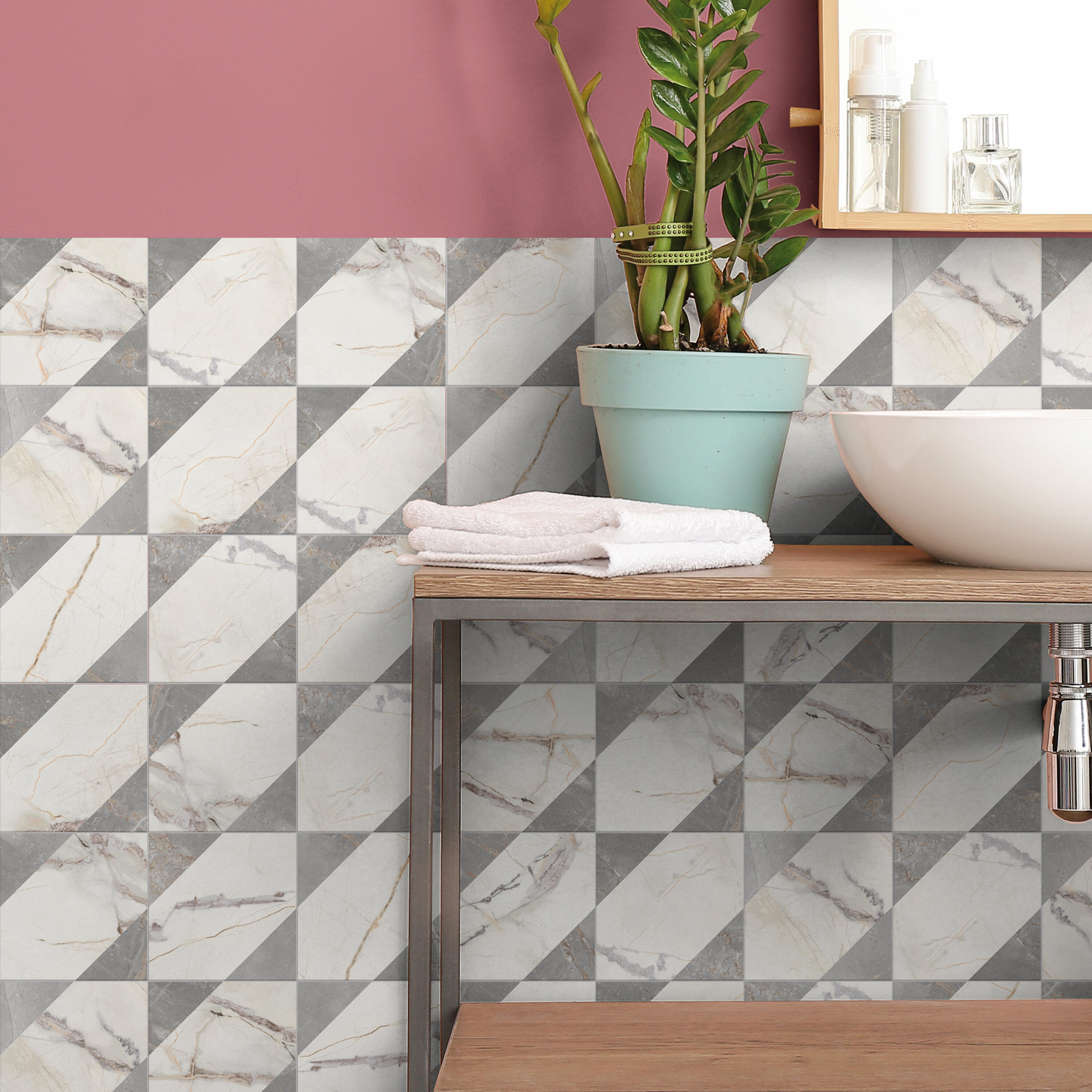 Carrelage sol effet marbre multicouleur Iberis l.20 x L.20 cm - 5