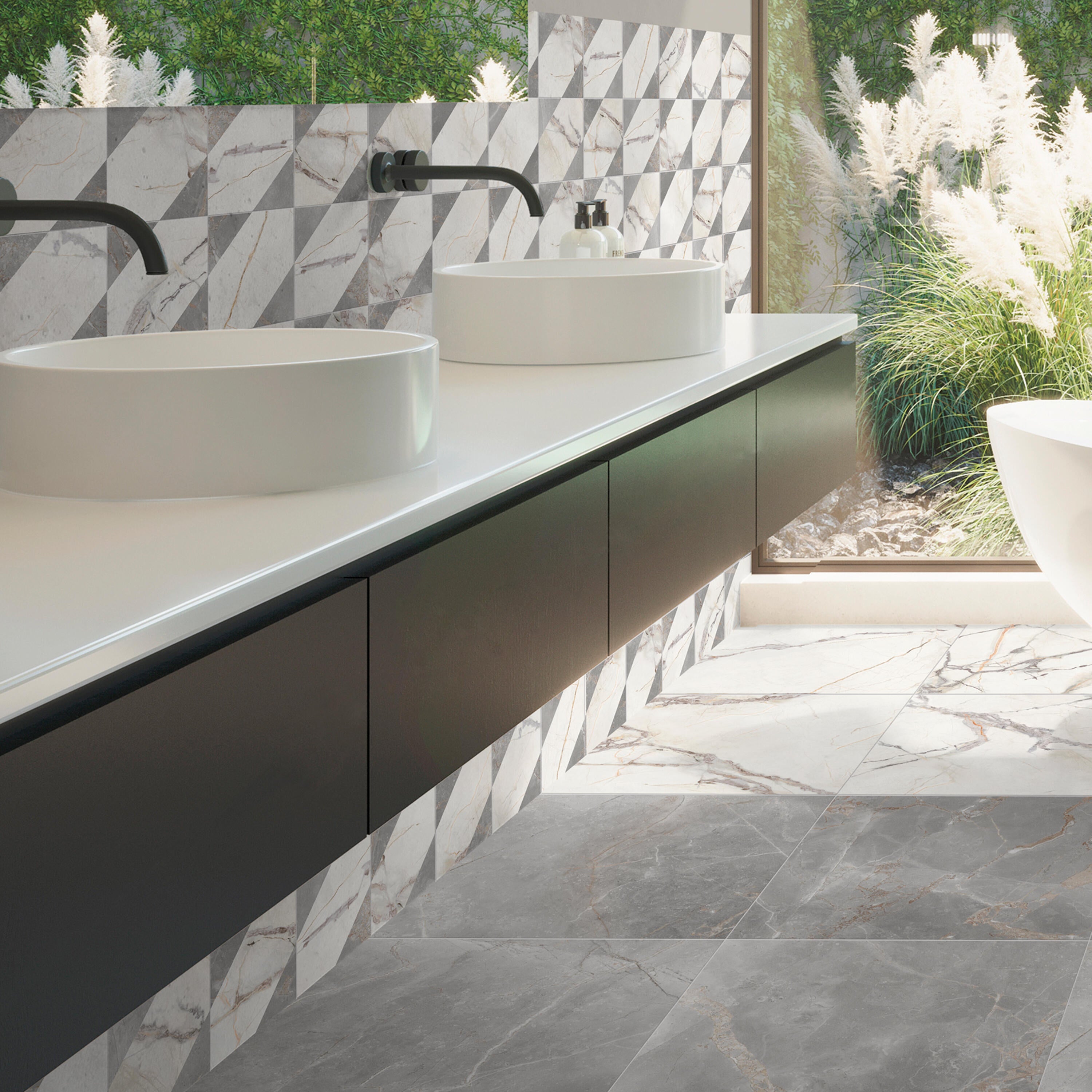 Carrelage sol effet marbre multicouleur Iberis l.20 x L.20 cm - 3