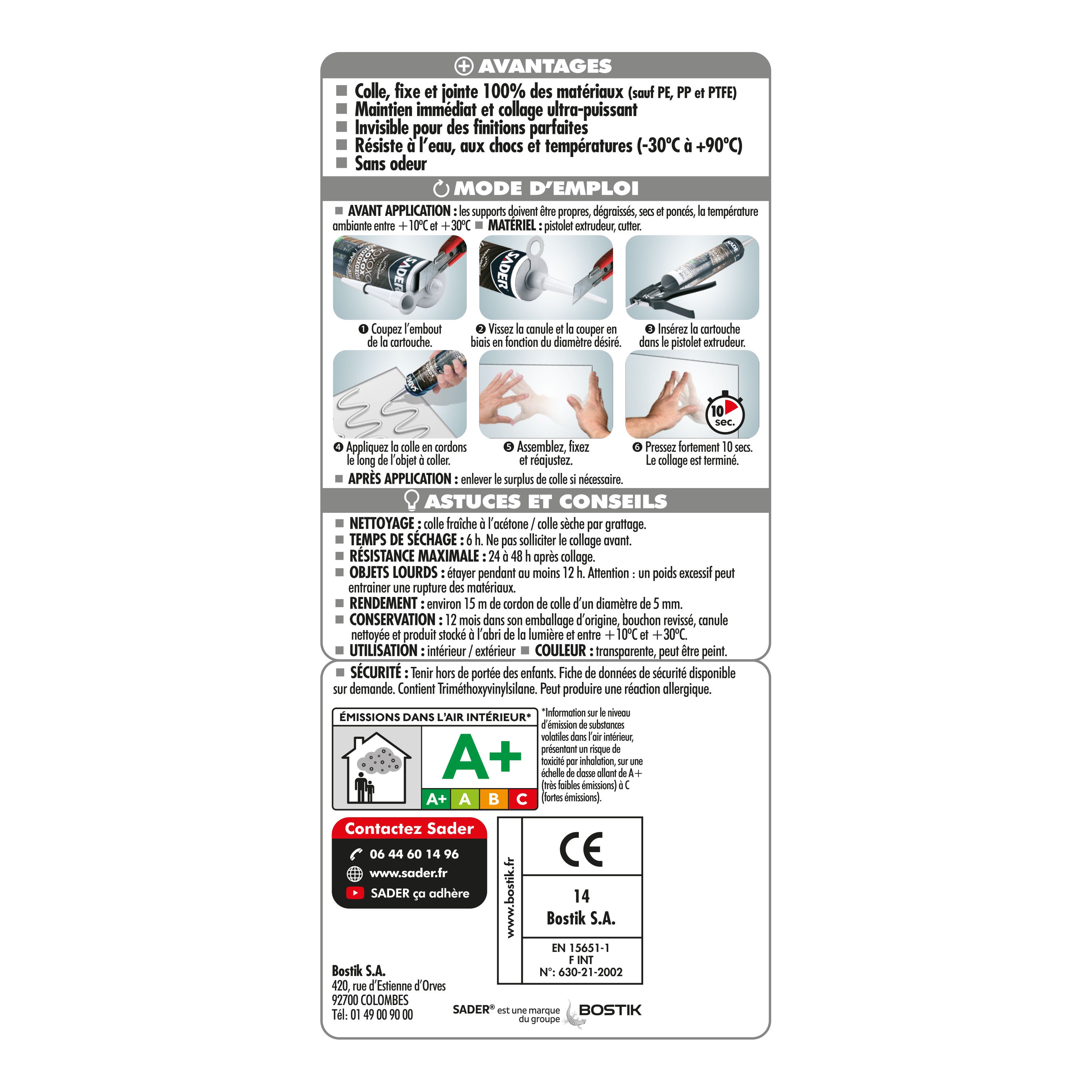 Colle de fixation SADER, 280ML transparent - 4