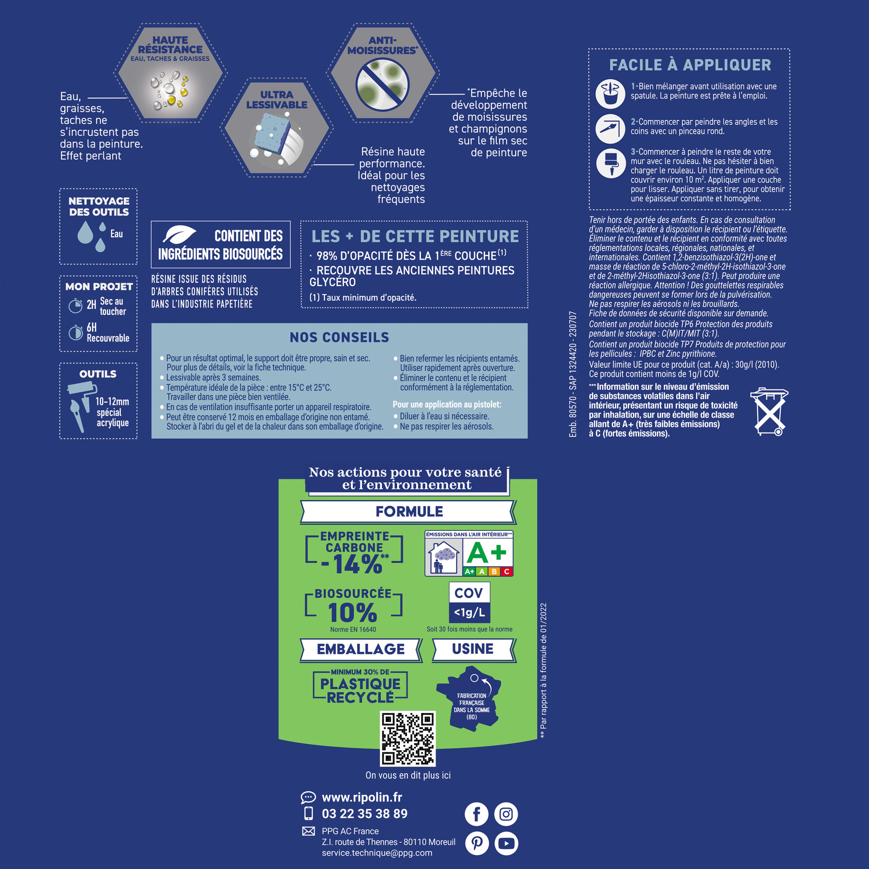 Peinture mur beige makuria satin RIPOLIN Cuisine et bain 2L - 9