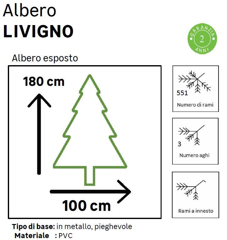 Albero di Natale Livigno verde H 180 cm x ø 100 cm - 4