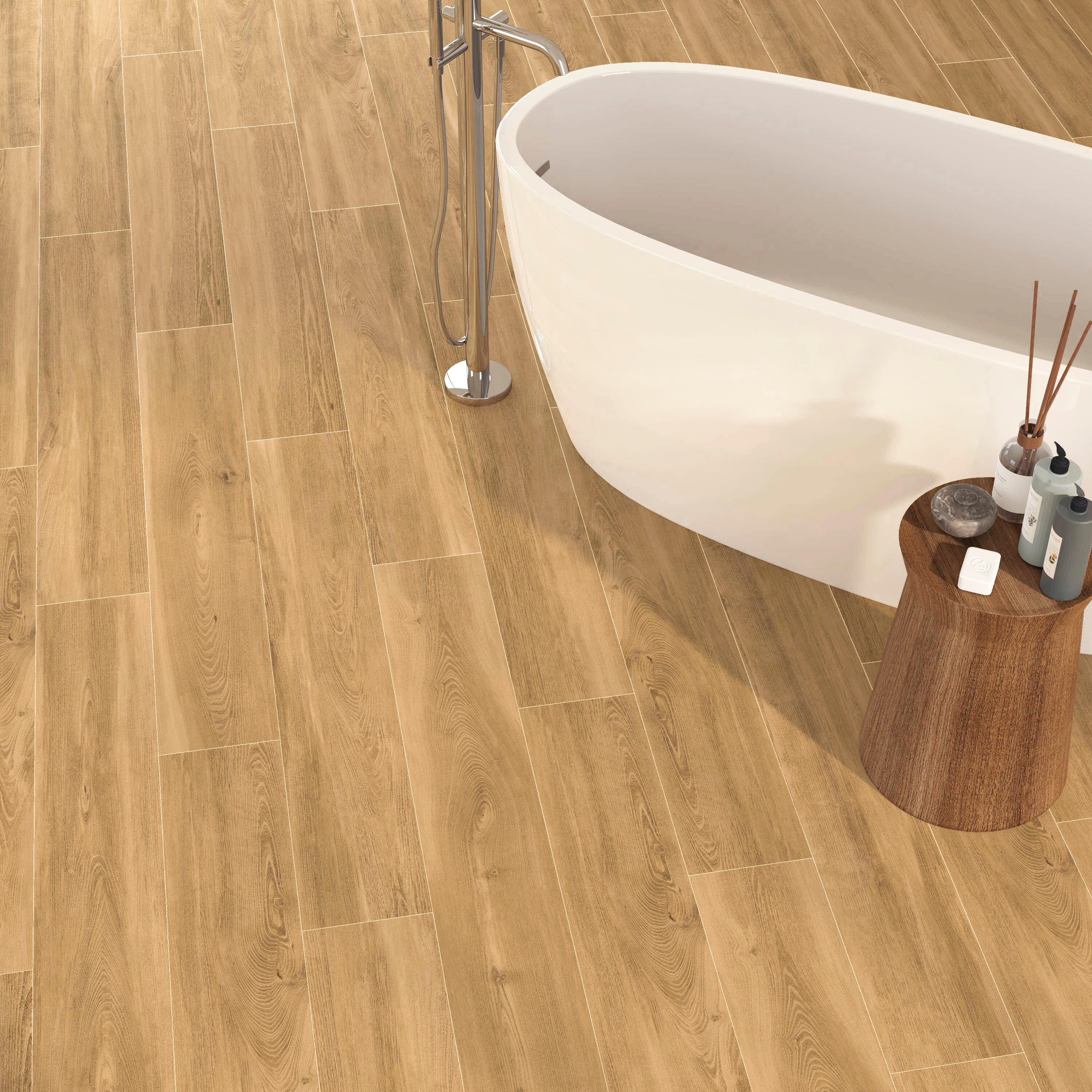 Carrelage sol intérieur/mur intérieur effet bois beige Balade l.20 x L.120 cm - 2