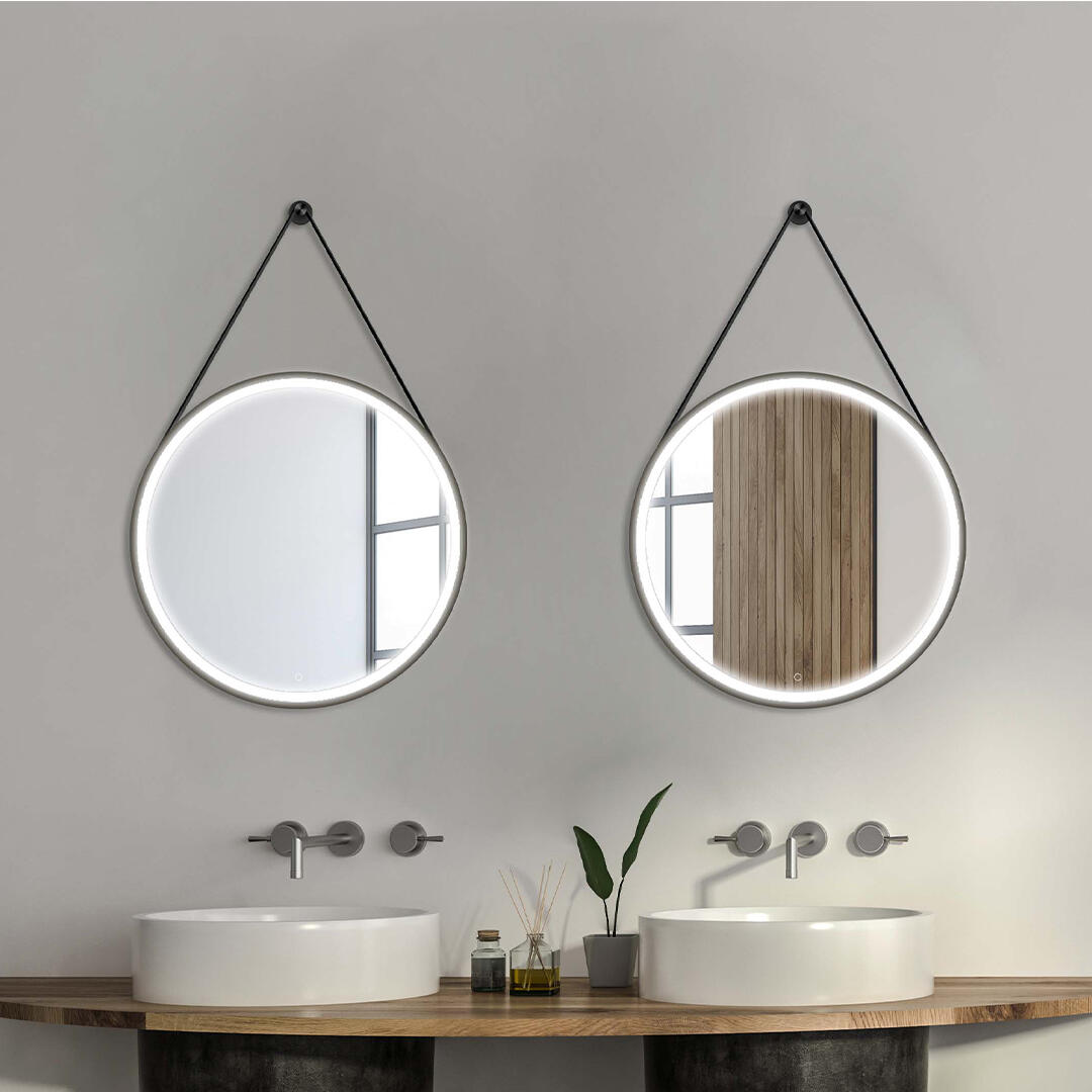 Miroir lumineux rond noir Diam.60 cm Barber, Tactile, Antibuée, Variateur - 2