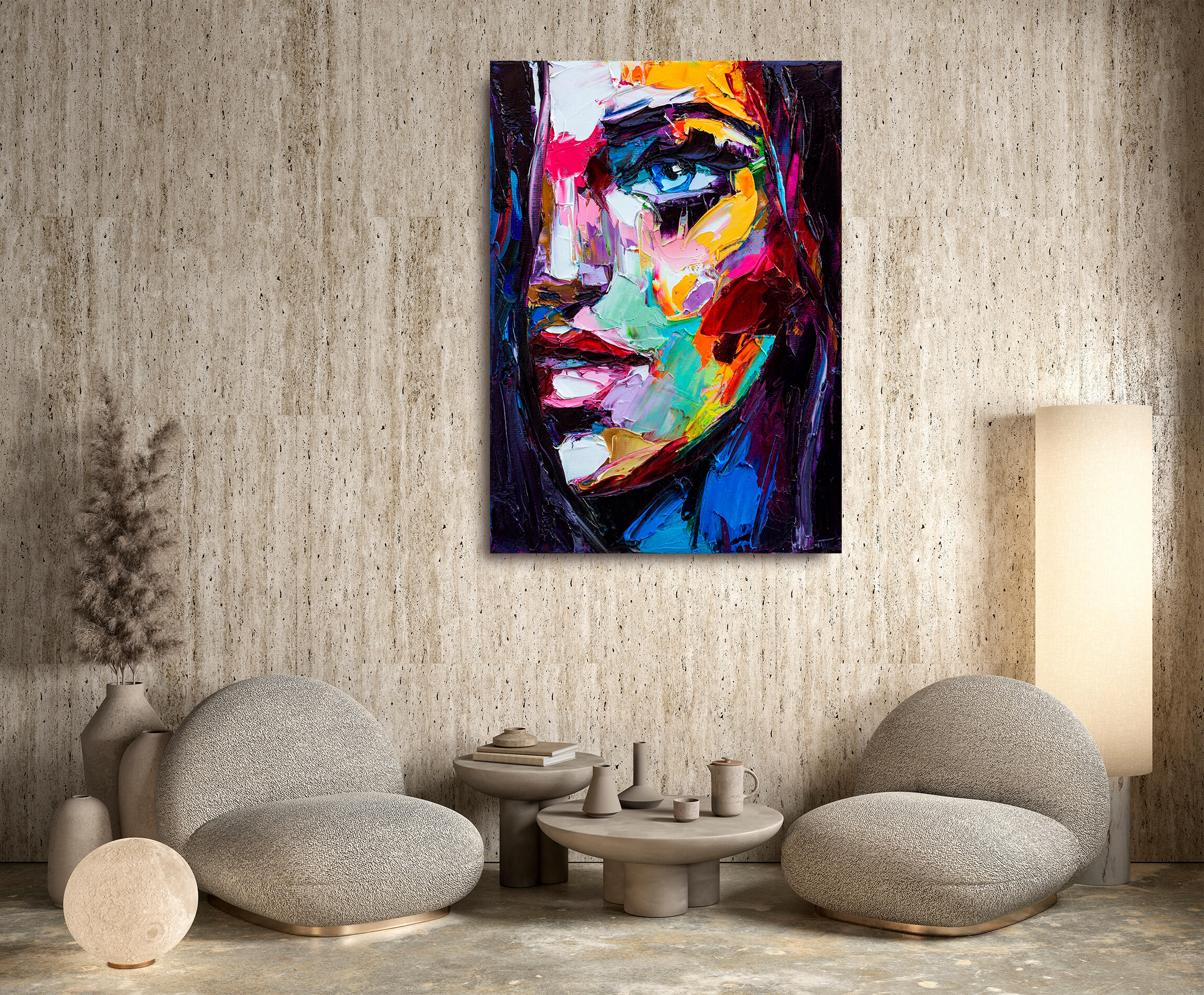 Pintura impresa sin marco Arte rectangular de 100 x 140 cm. MDF Woman pasteles cálidos - 10