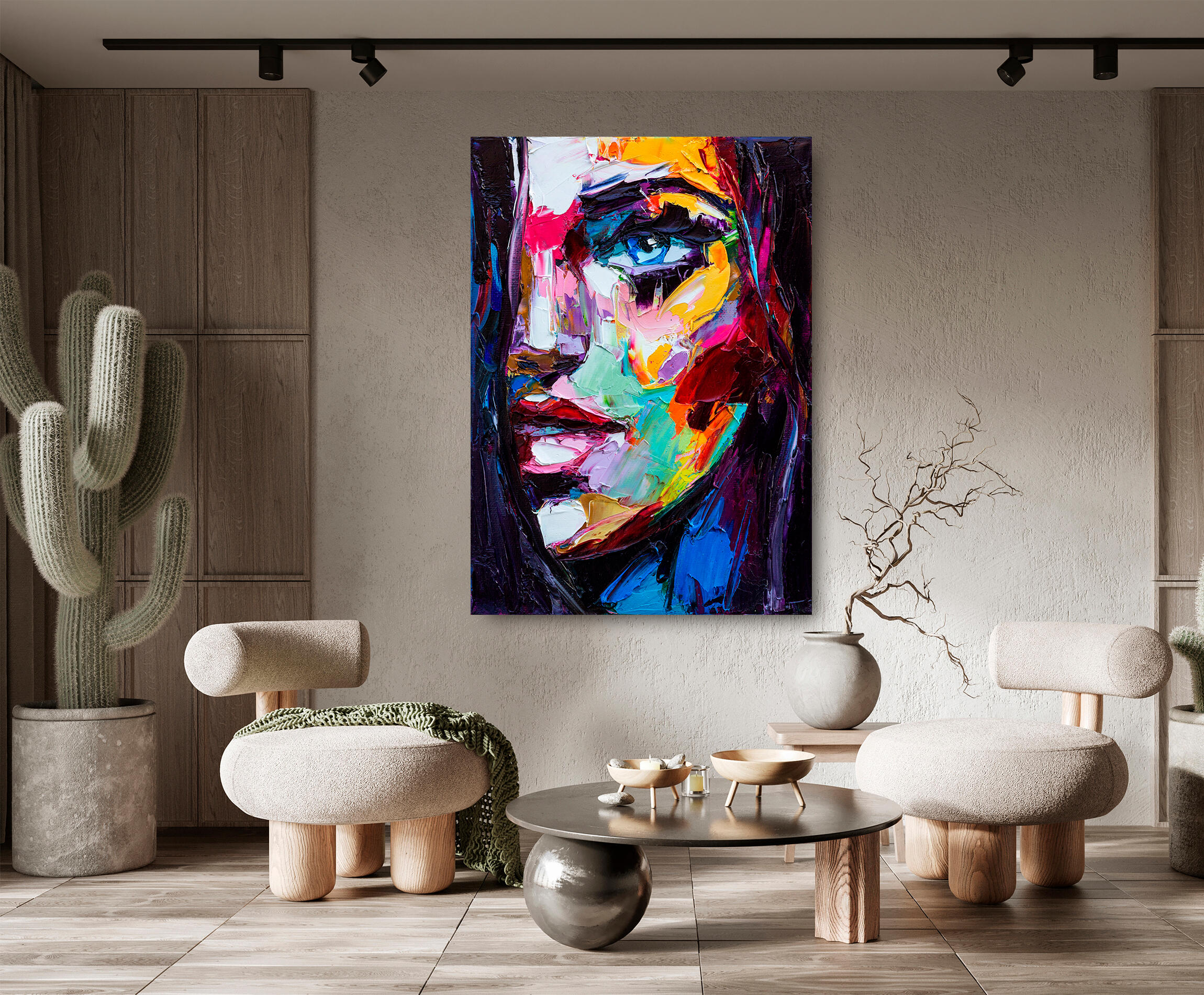 Pintura impresa sin marco Arte rectangular de 100 x 140 cm. MDF Woman pasteles cálidos - 8