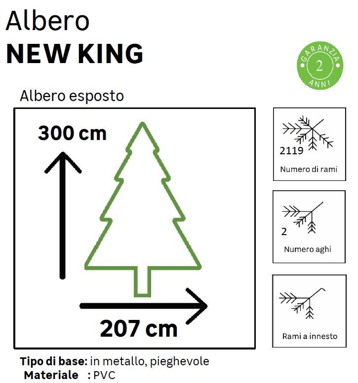 Albero di Natale artificiale New King Pine verde H 300 cm x Ø 207 cm - 2