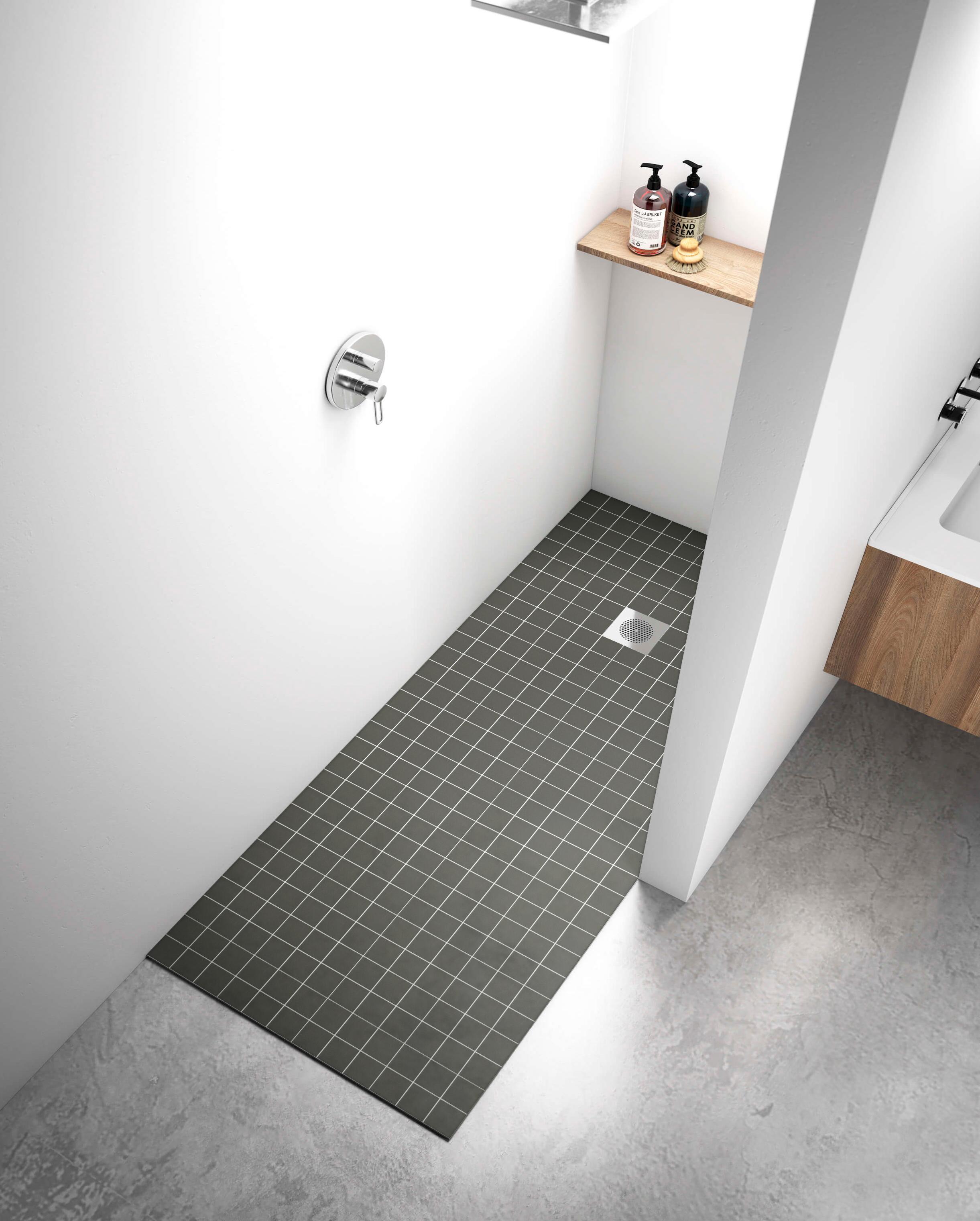 Mosaïque Receveur céramique effet ciment / couleur unie noir 30.6 x 30.6 cm INTE - 4