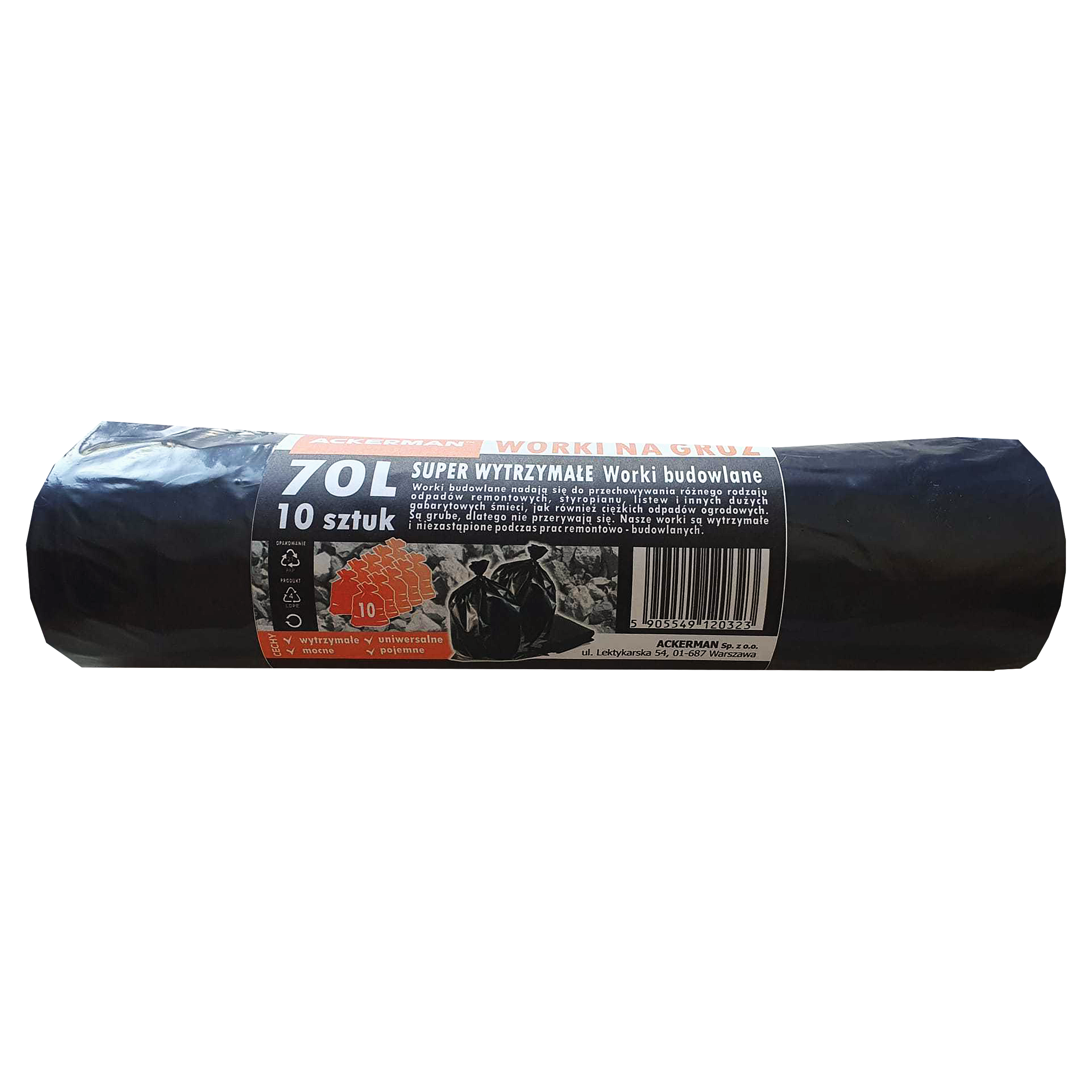 Worek na gruz Super Mocny 70 litrów 10 sztuk