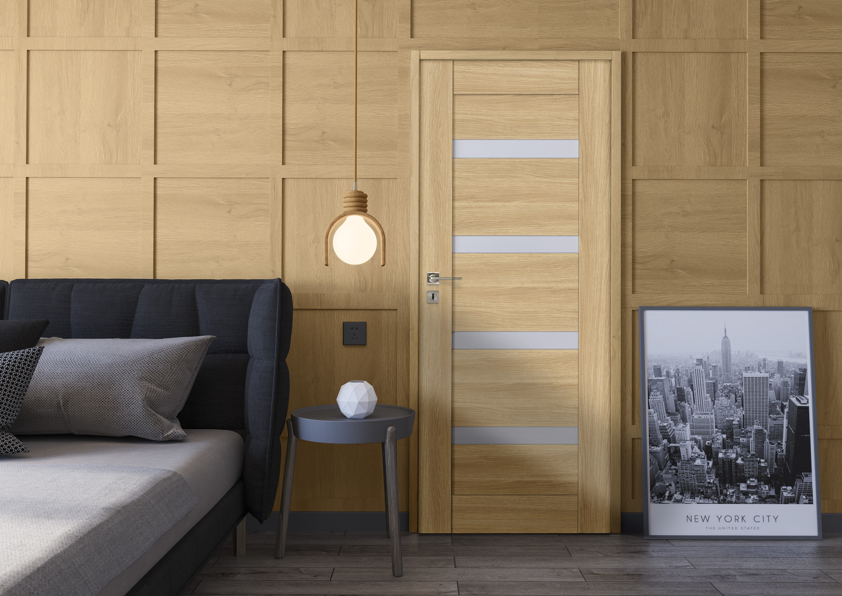 Drzwi wewnętrzne bezprzylgowe pokojowe Parma dąb piaskowy 80 prawe Artens - 2