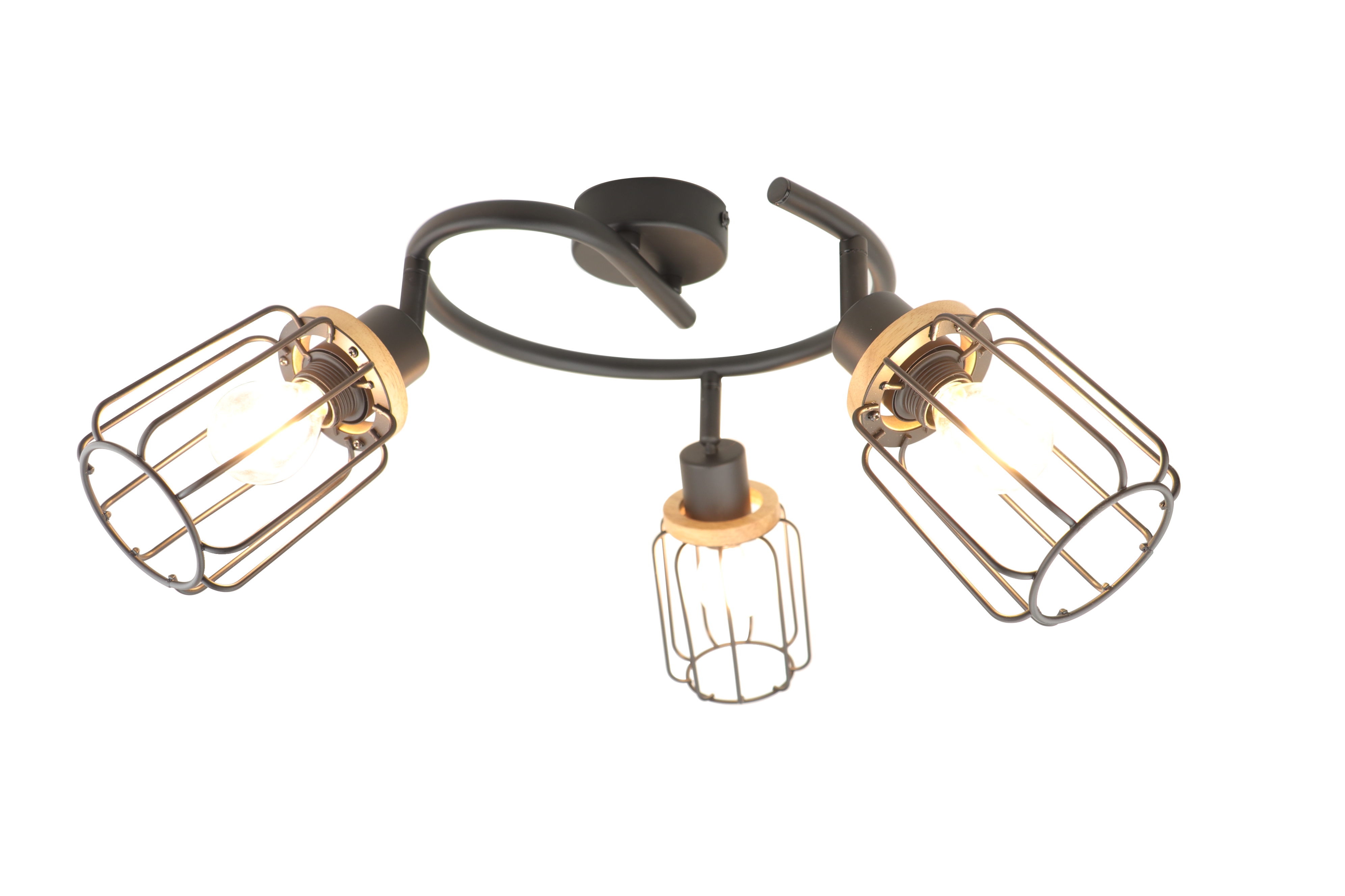Barra de focos decorativos 3 luces e14 de hierro negro wody 50 cm