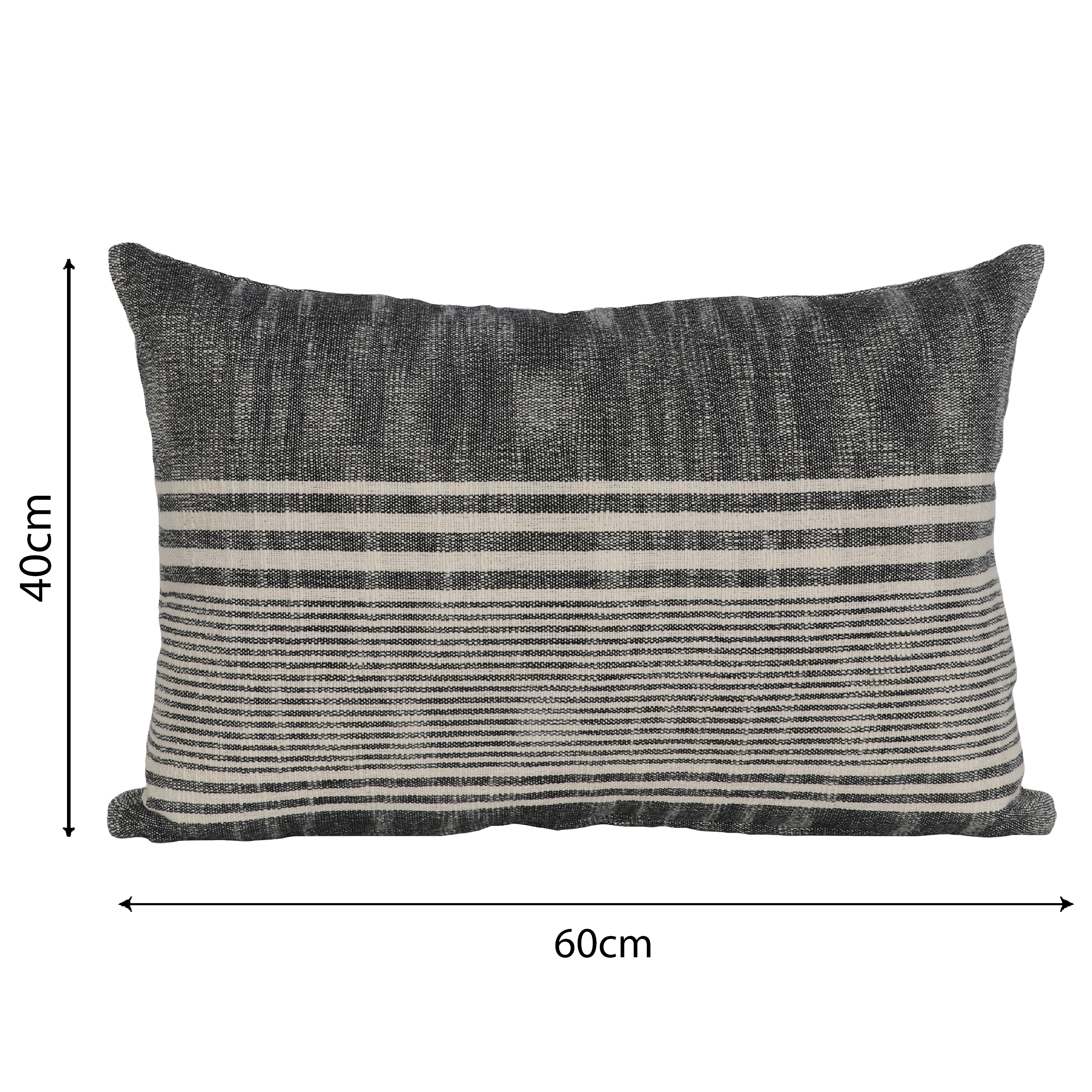Cojín decorativo rectangular Yuri Paris rayas algodón negro y gris overlock y cosido INSPIRE 40x60cm - 2