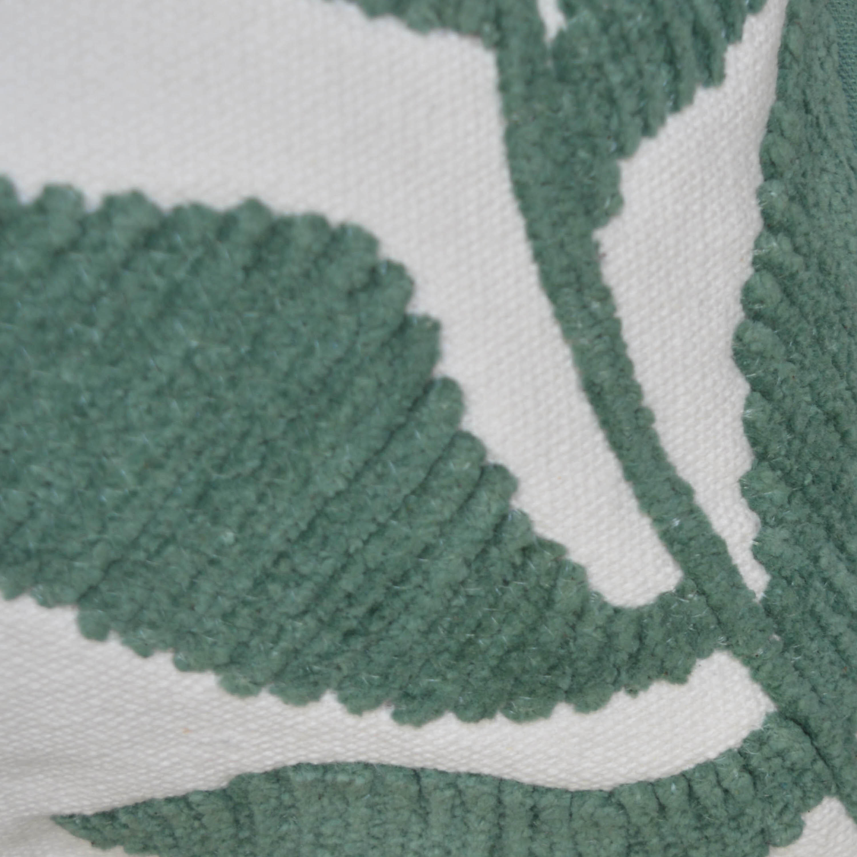 Cojín decorativo cuadrado Kannan Kelp chenilla planta blanco y verde 45x45cm - 4