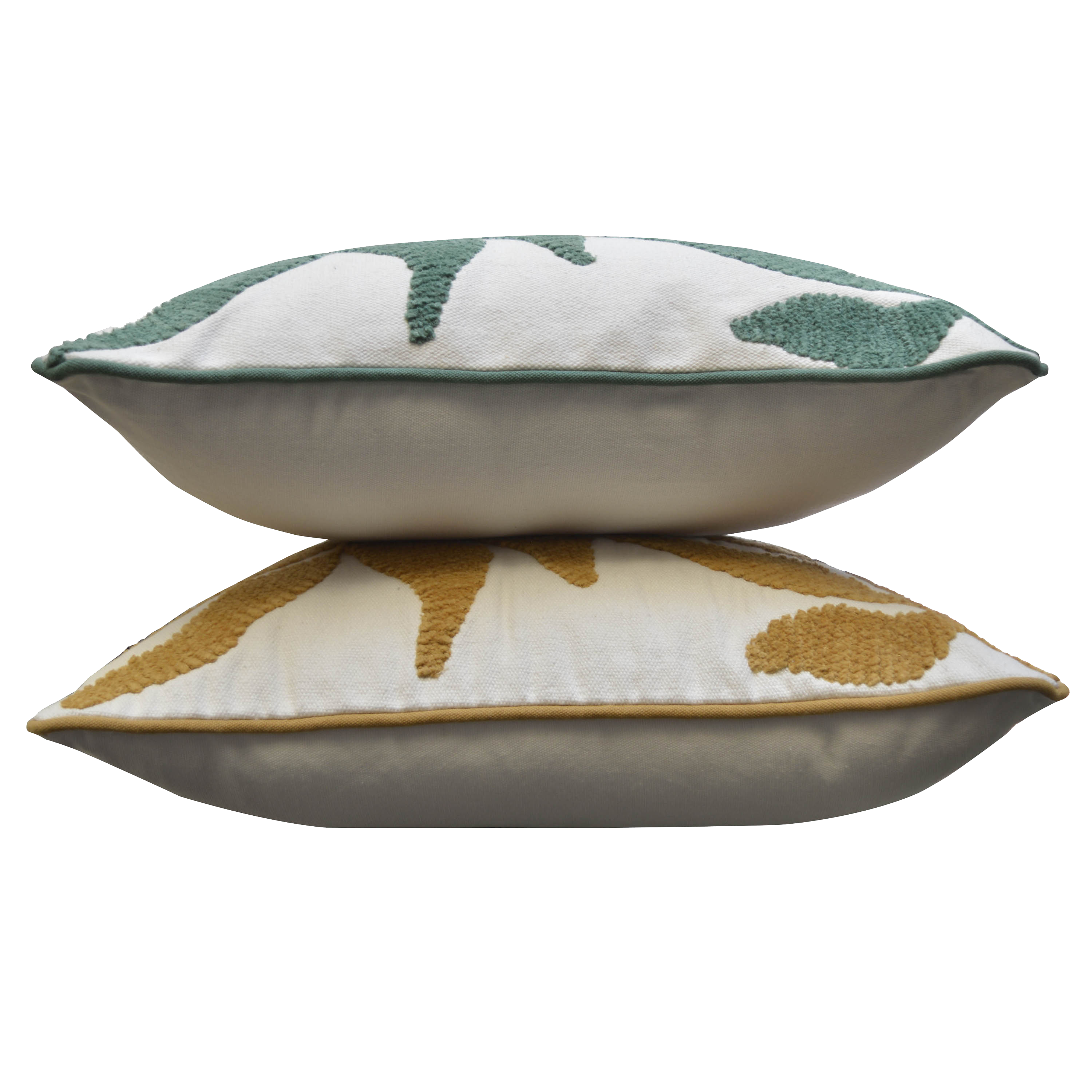 Cojín decorativo cuadrado Kannan Kelp chenilla planta blanco y verde 45x45cm - 8