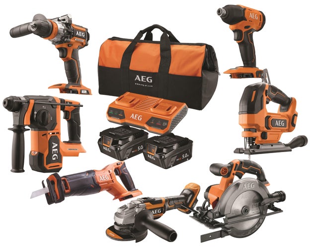 Pack de 7 outils sans fil AEG Jp18b6-502b 5 Ah, 2 batteries