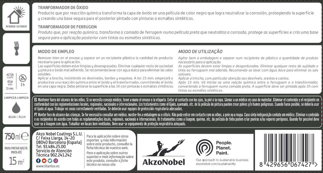Transformador de oxido para metal e ferro Titan oxiron 750 ml - 2