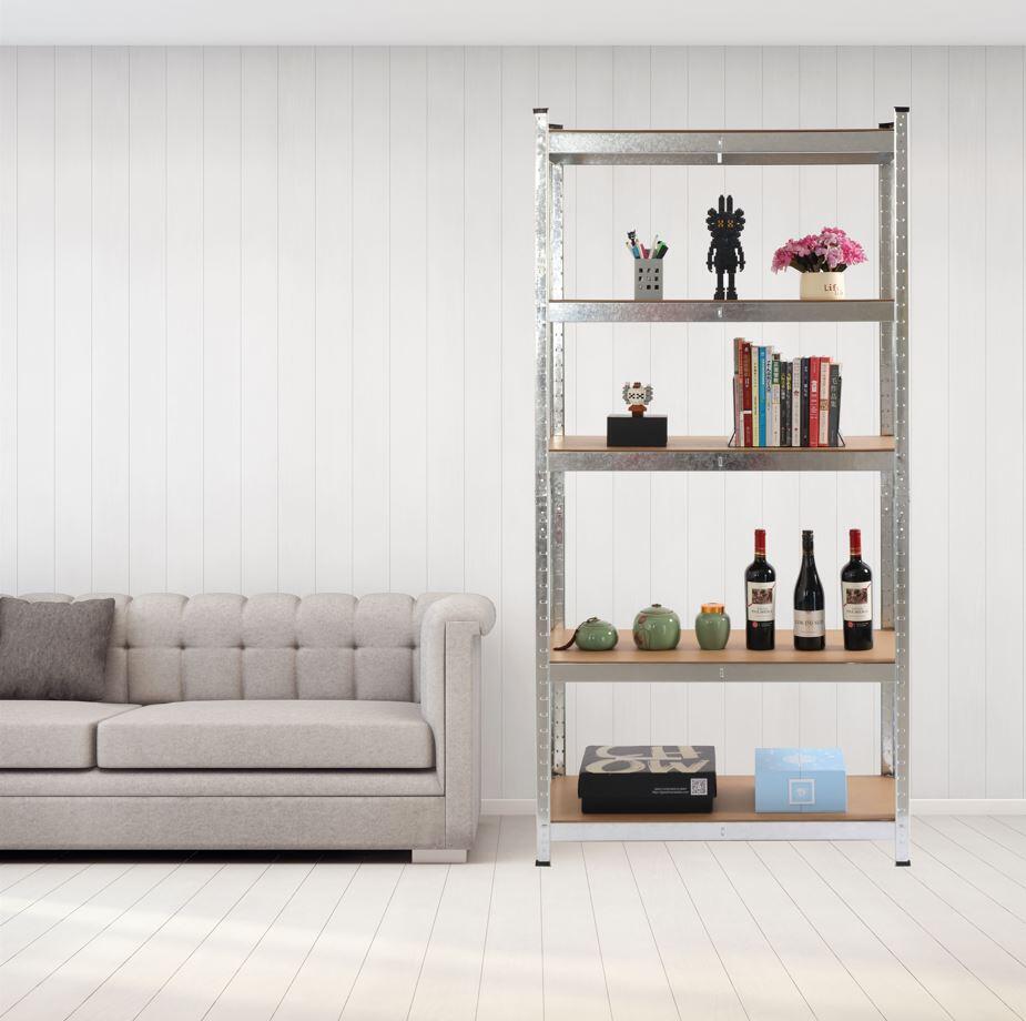 Pack 2 estanterías galva, 5 baldas ajustables de MDF, 180x90x40cm y 875kg max - 4