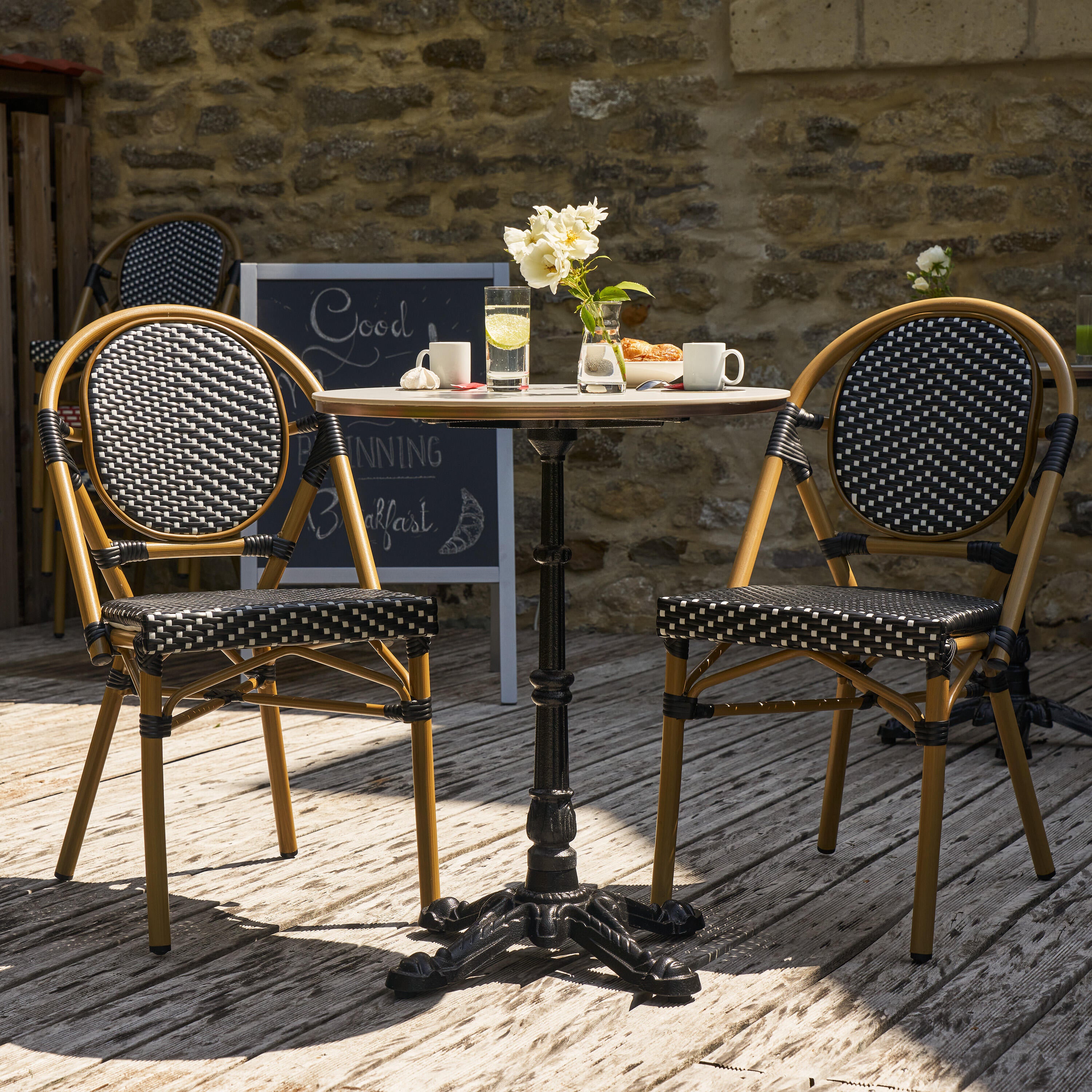 Chaise en aluminium et résine tressée, noir et blanc Paris NATERIAL - 2