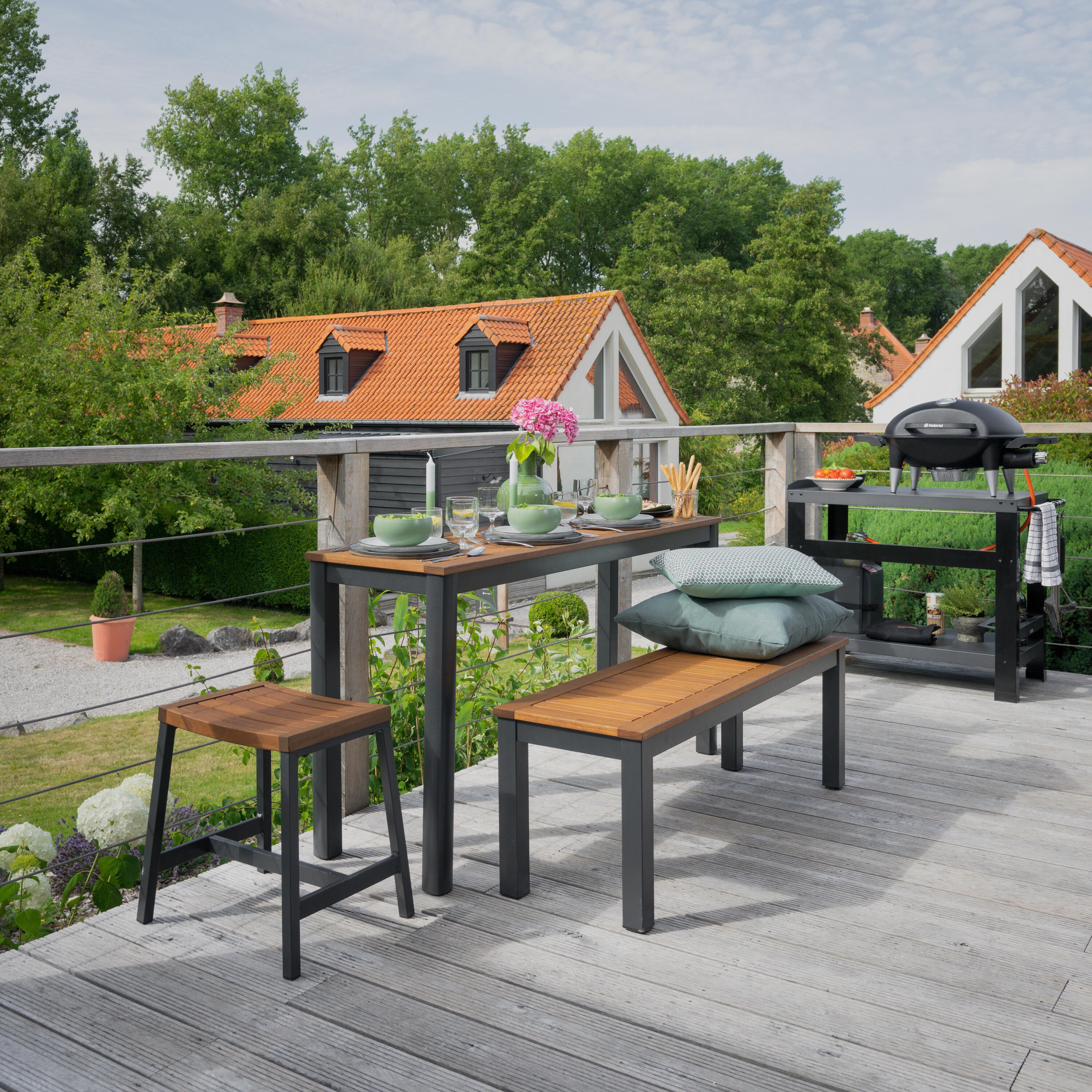 Banc de jardin NATERIAL Oris en aluminium gris anthracite/bois d'eucalyptus - 2