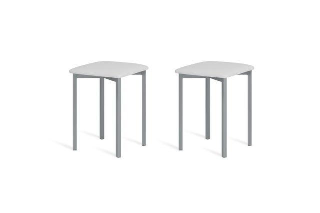Pack de 2 Taburetes bajos de cocina modelo Vainilla asiento blanco