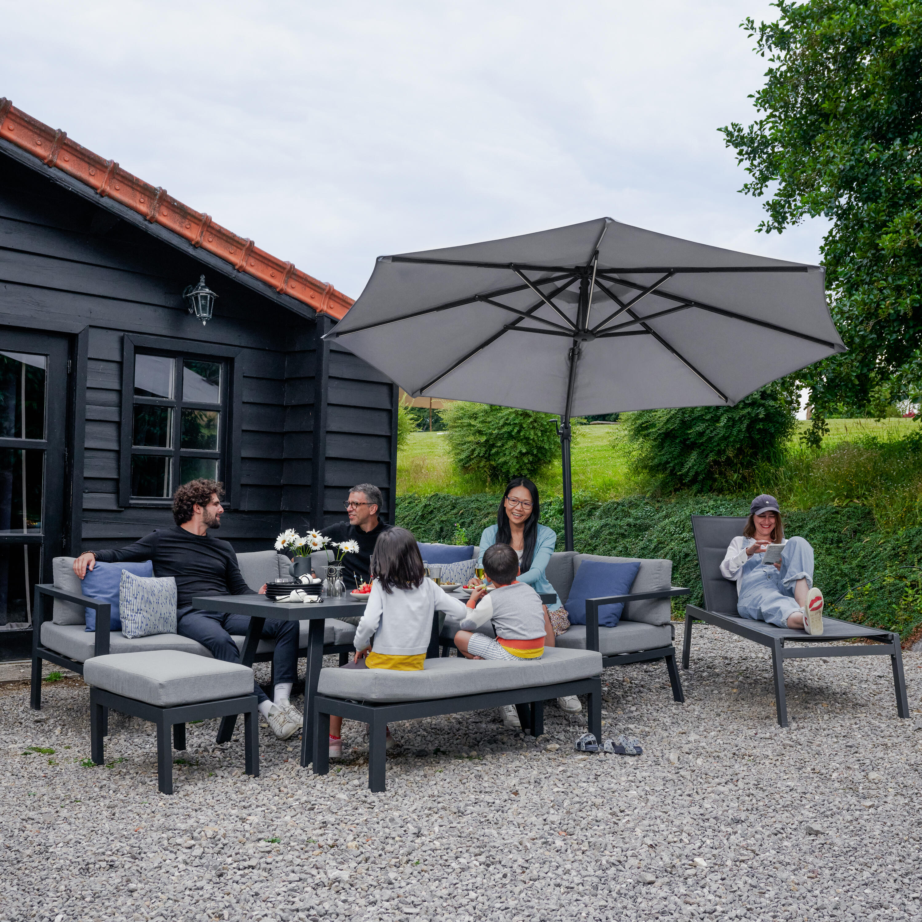 Salon d'angle en aluminium anthracite 10 personnes Naxos II NATERIAL - 4