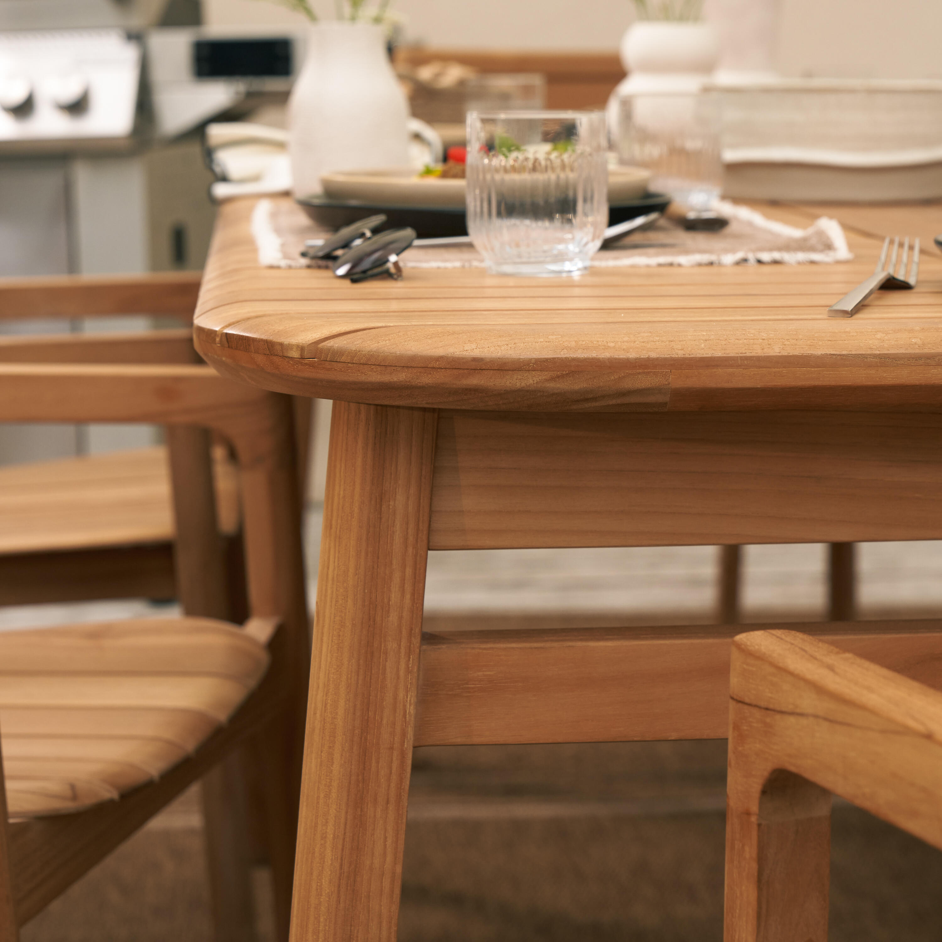 Tavolo da giardino allungabile Aurora NATERIAL in teak marrone per 8 persone 204/268x100cm - 9