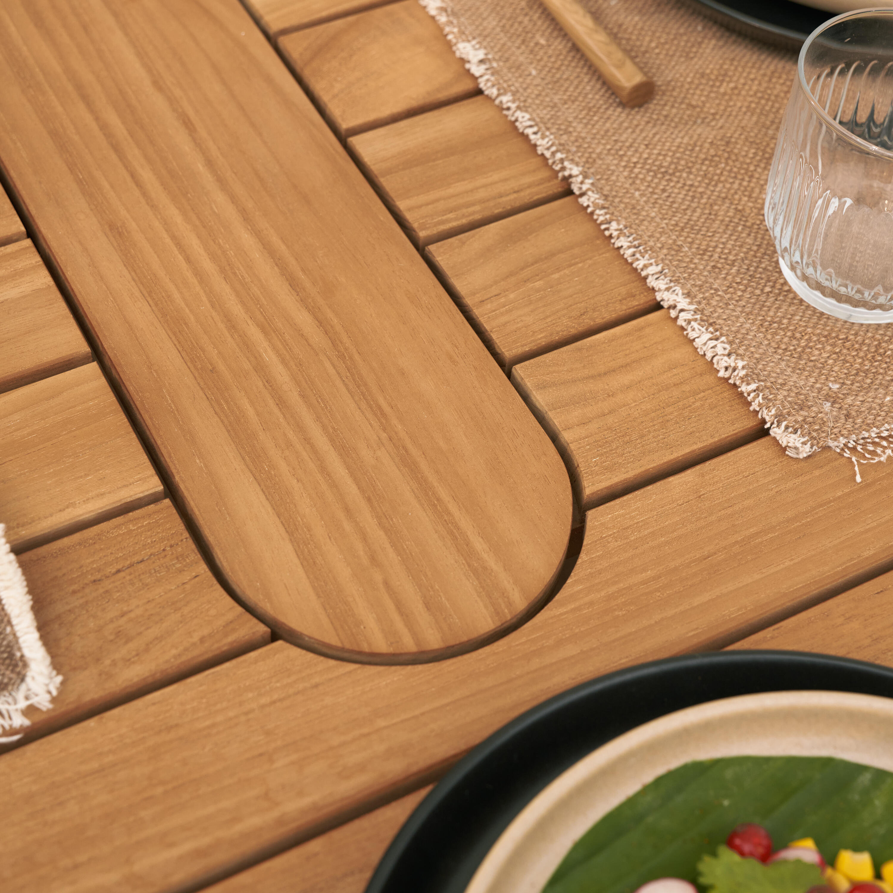 Tavolo da giardino allungabile Aurora NATERIAL in teak marrone per 8 persone 204/268x100cm - 12