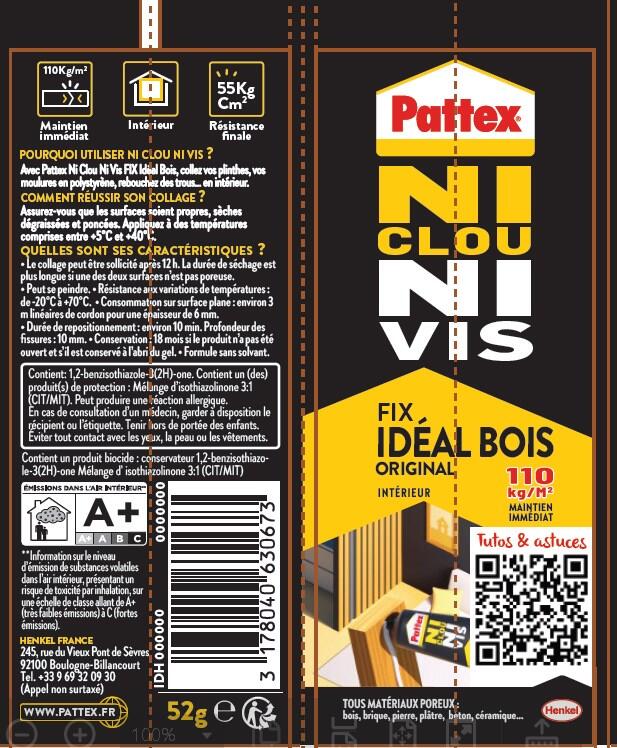 Colle de fixation pâte acrylique Ni clou ni vis fix idéal bois PATTEX, 52 g blan - 8