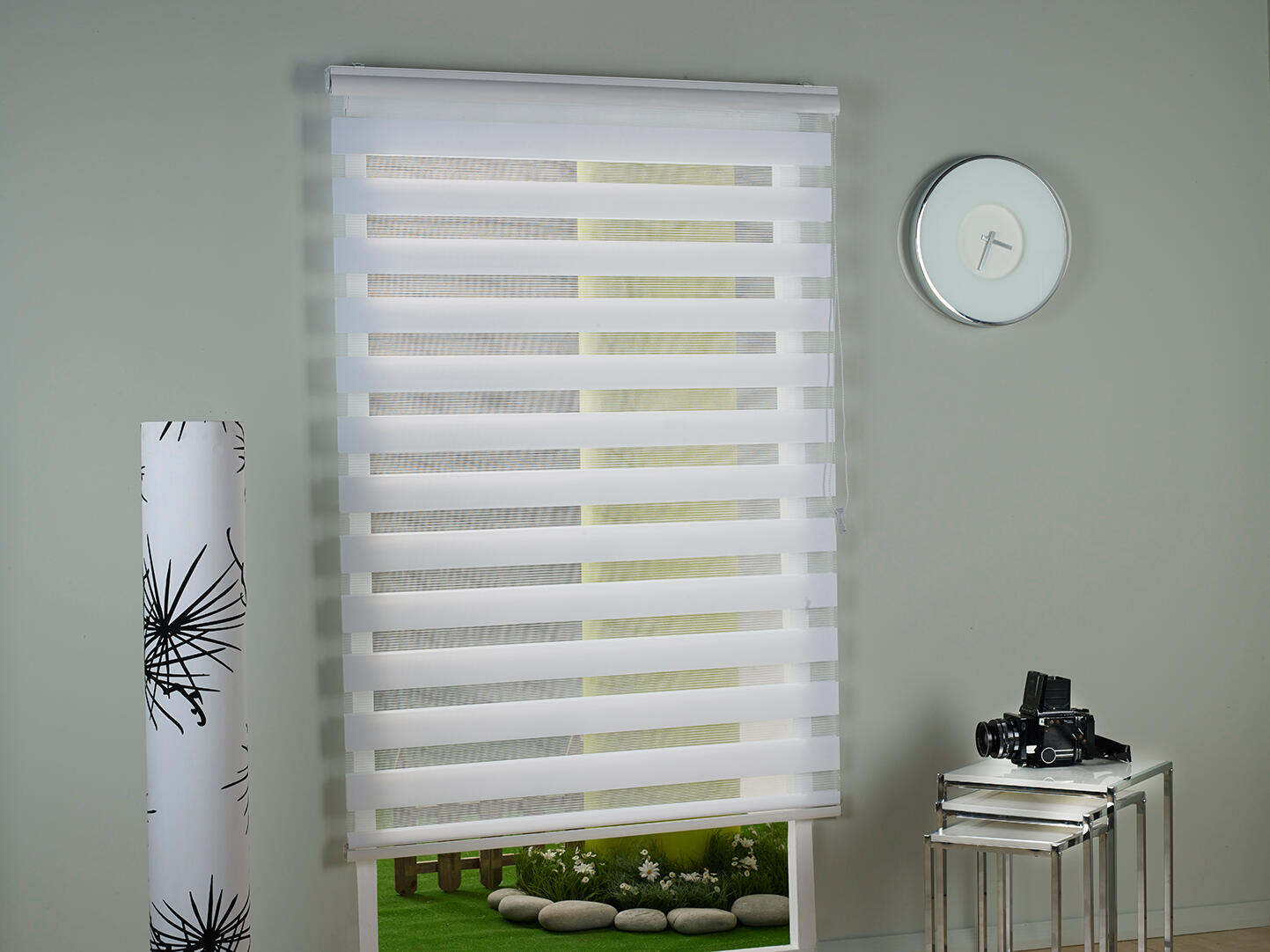 Estor enrollable noche/día blanco de 90x250cm