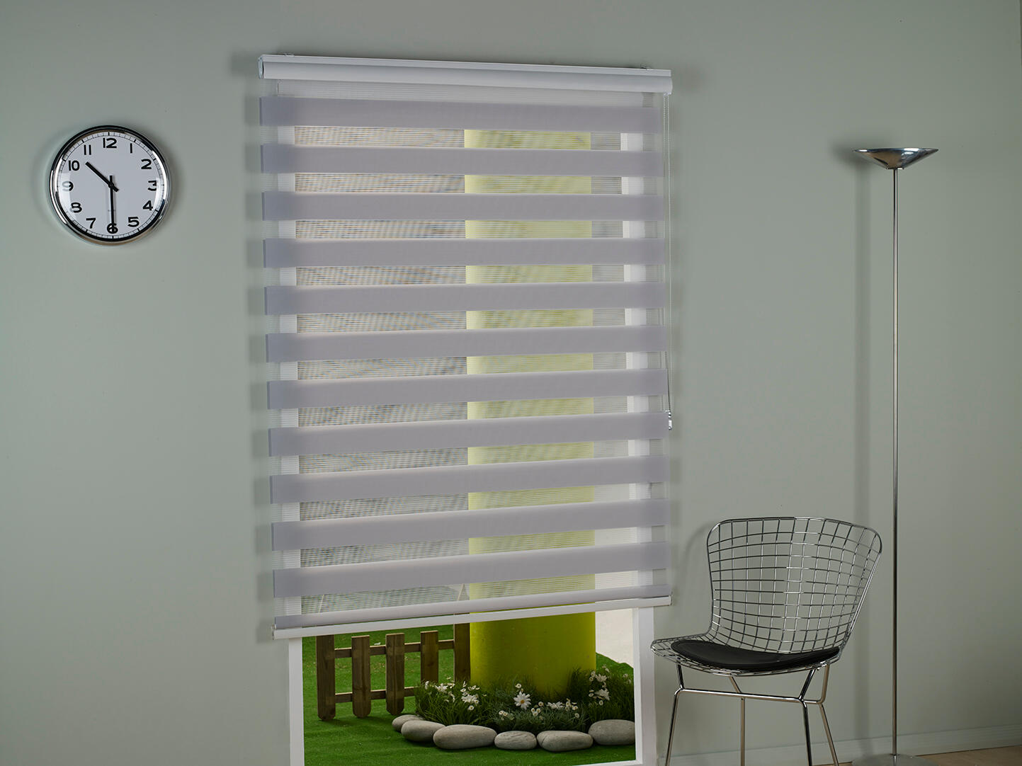 Estor enrollable noche/día gris de 90x250cm