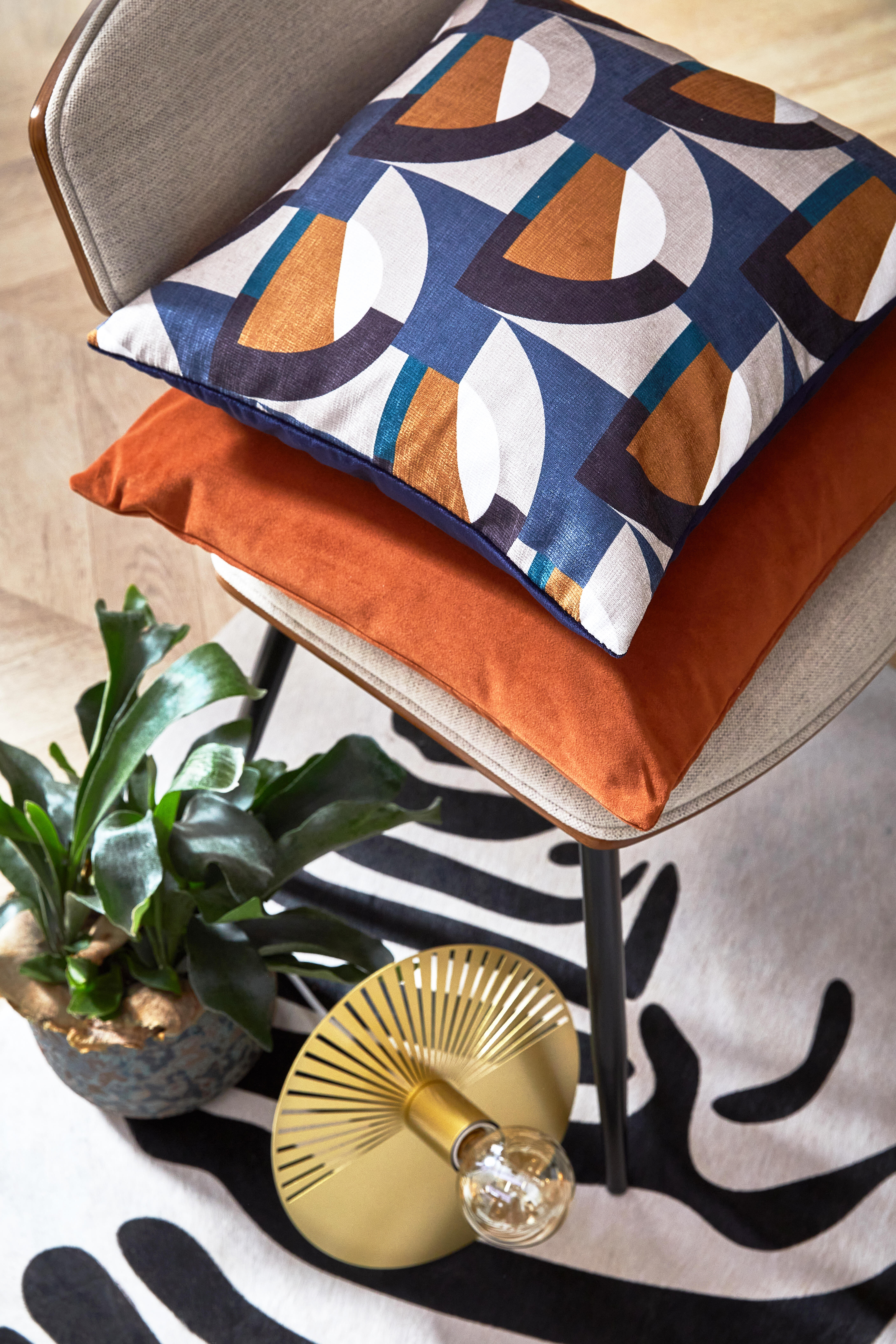 Coussin Clarks, velours, Marron l.45 x H.45 cm INSPIRE - 6